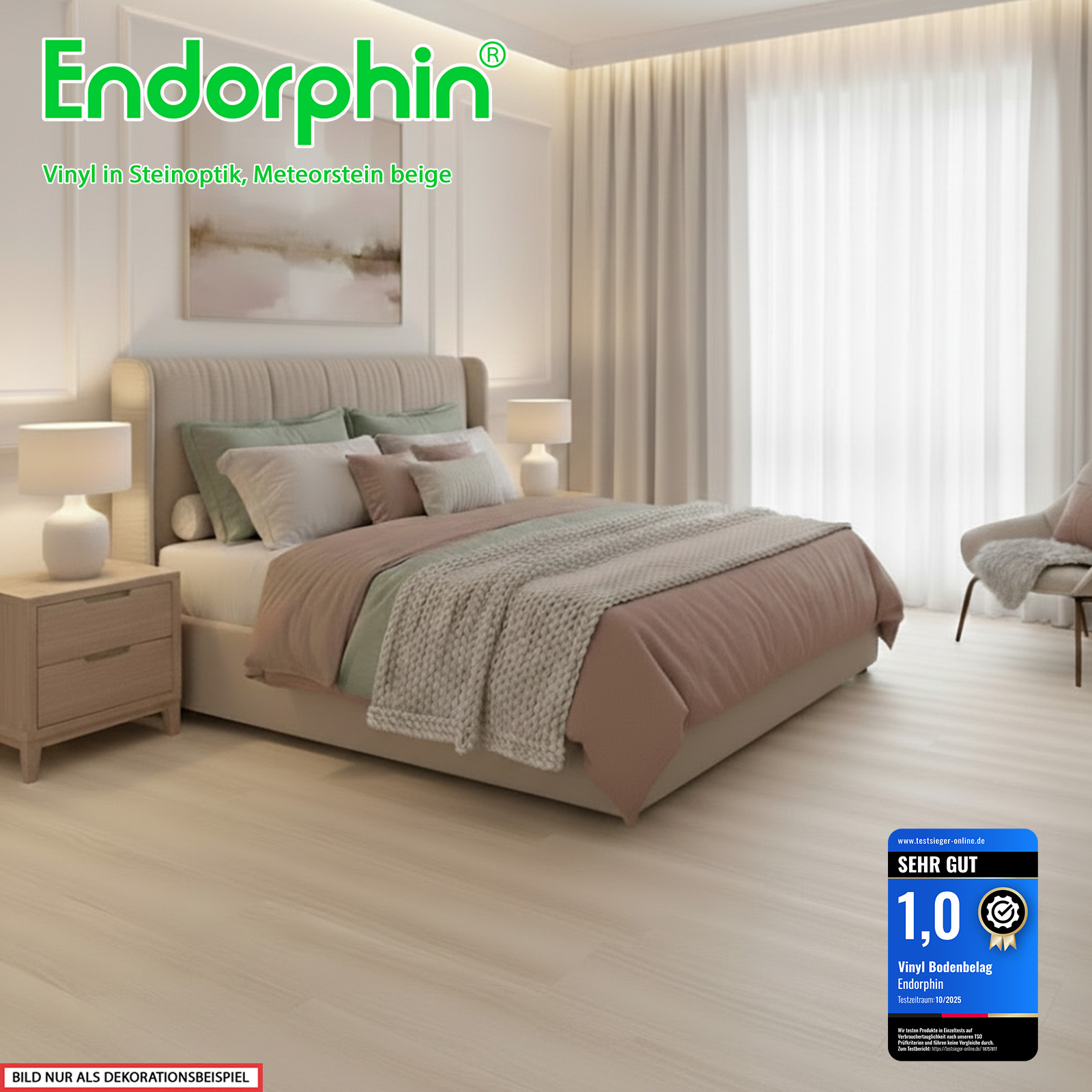 Endorphin Vinylboden selbstklebend Steinoptik in Meteorstein beige 2,97qm