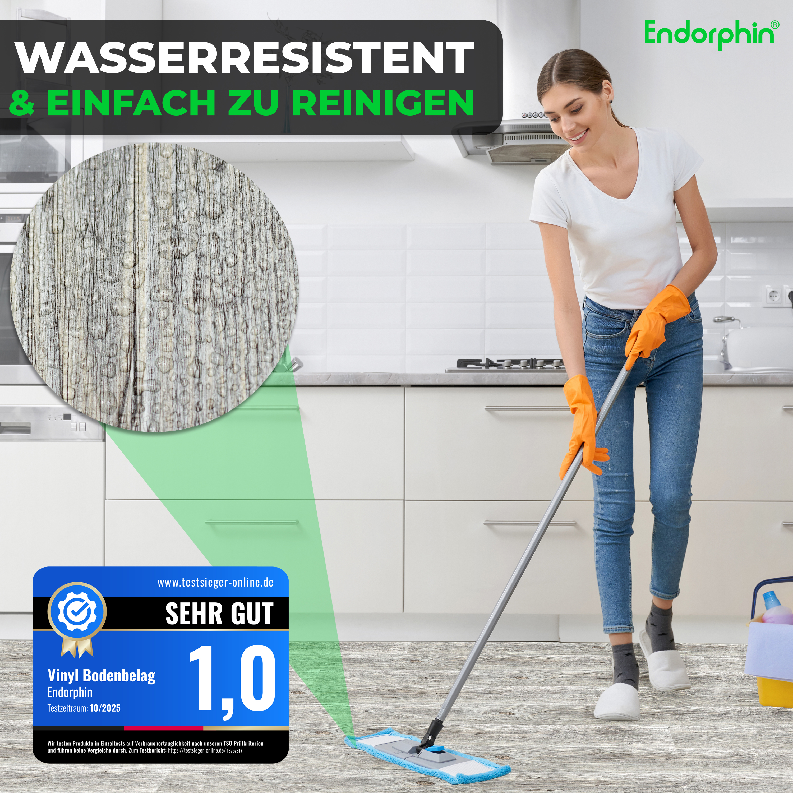 Endorphin Vinylboden selbstklebend in Holzoptik Beigegrau 2,93qm