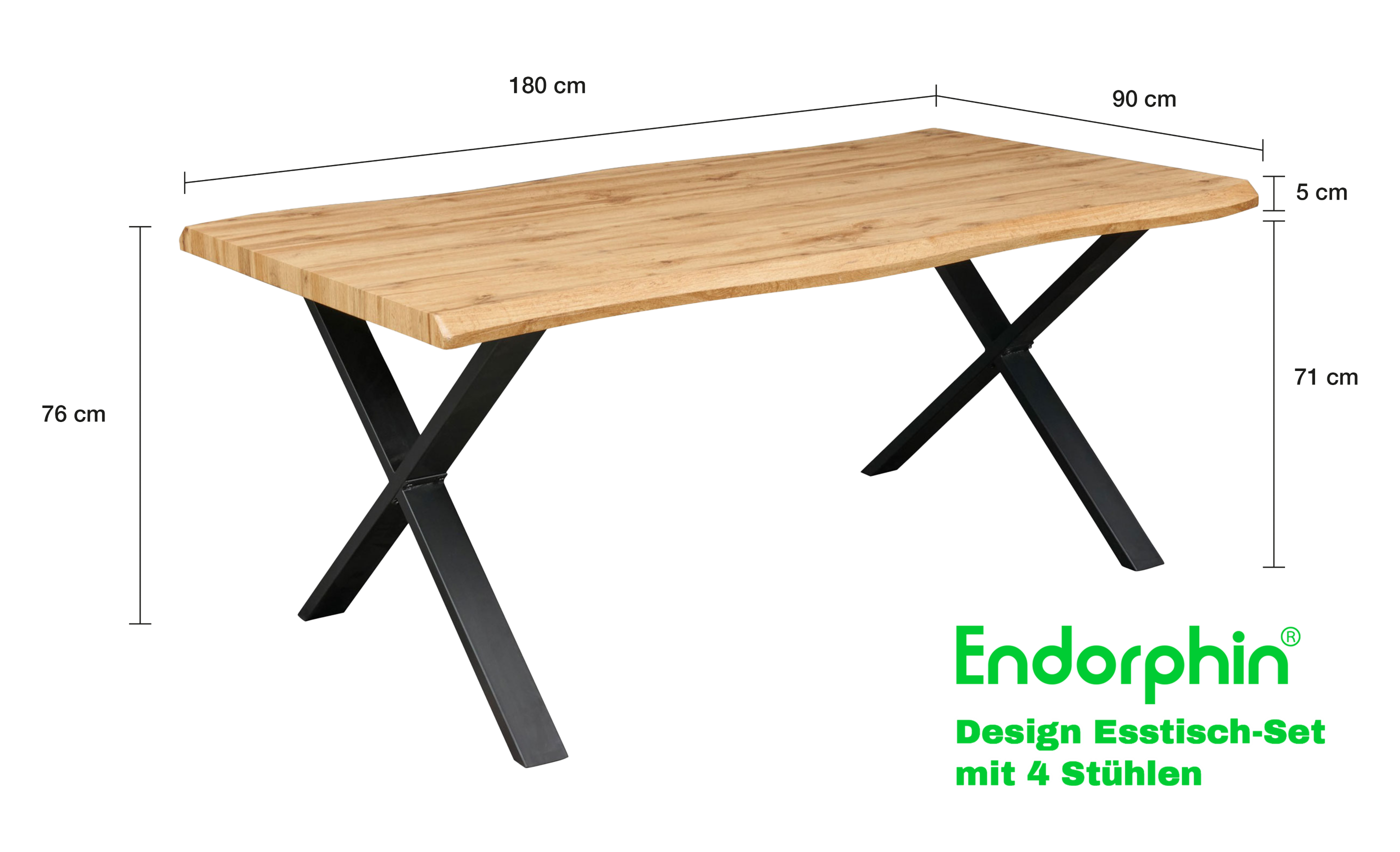 Endorphin Design Esstisch-Set mit 4 Stühlen