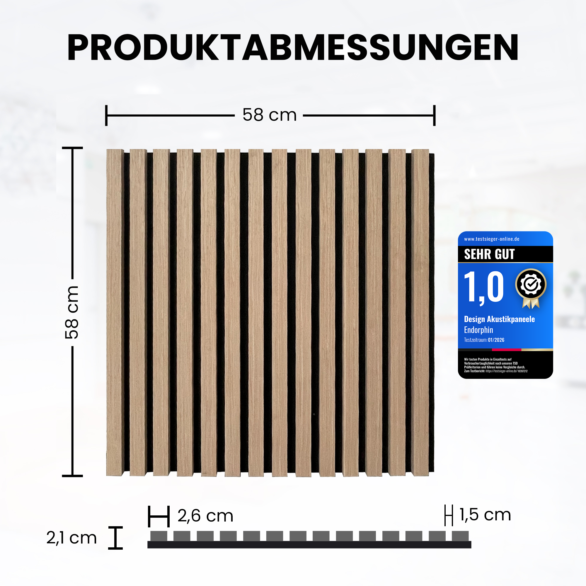 Endorphin 1 Stück Akustikpaneel Muster quadratisch Holzfunier Walnuss schwarz