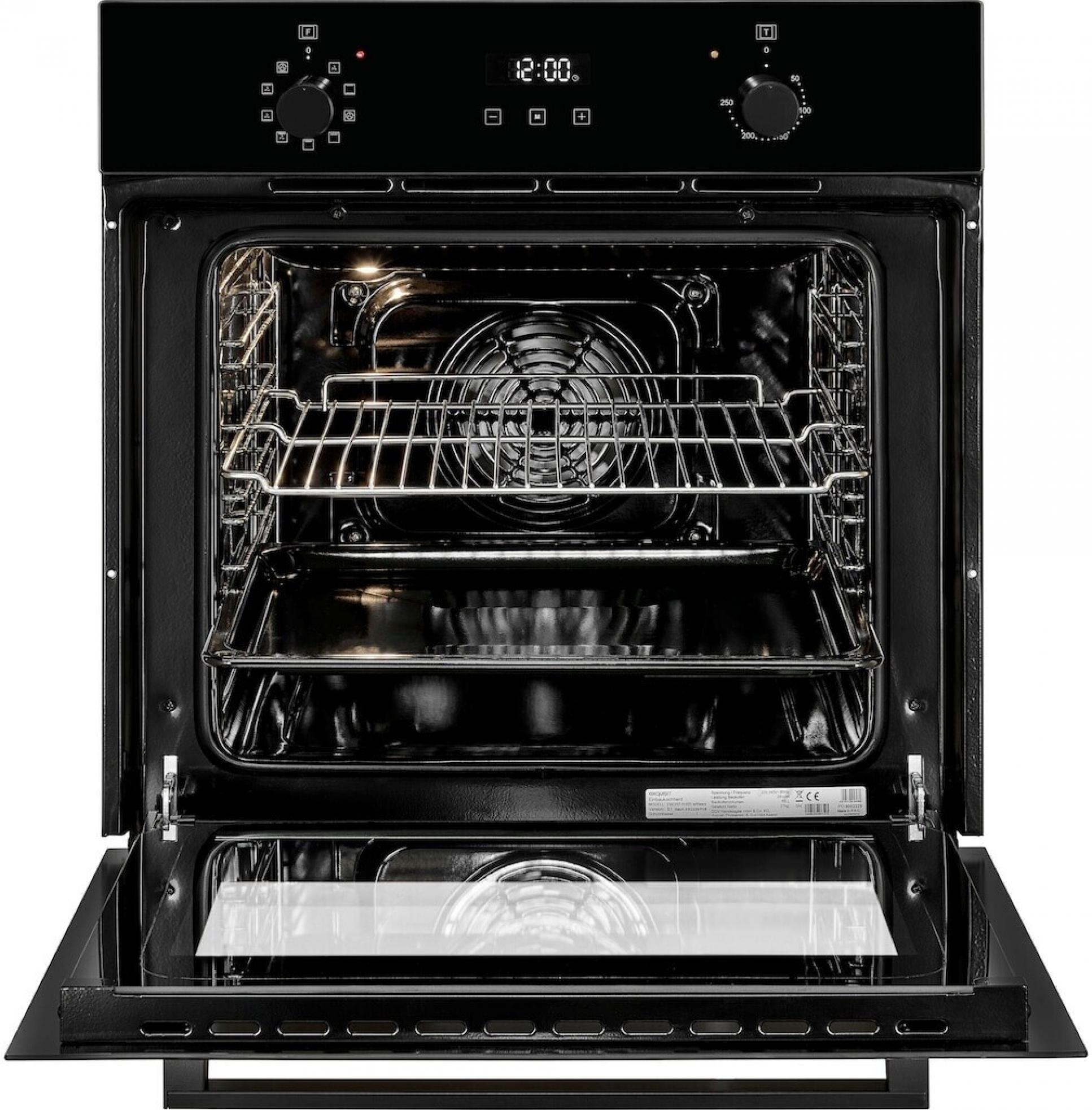 Exquisit EBE257-H-020 schwarz, Einbaubackofen, 9 Funktionen,EEK: A