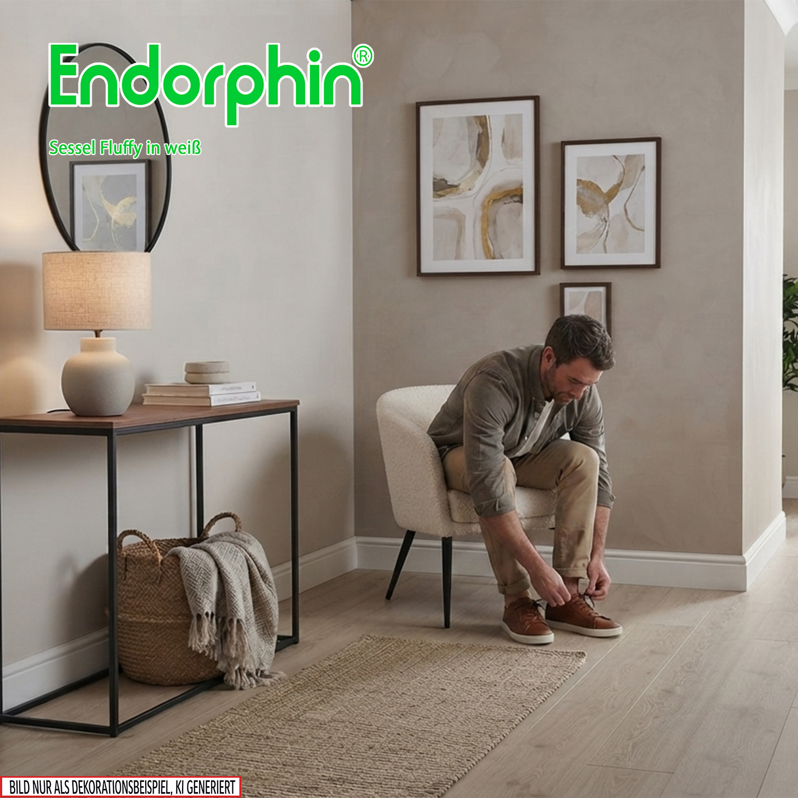 Endorphin Sessel Fluffy, weiß – Teddy-Sessel in skandinavischen Design