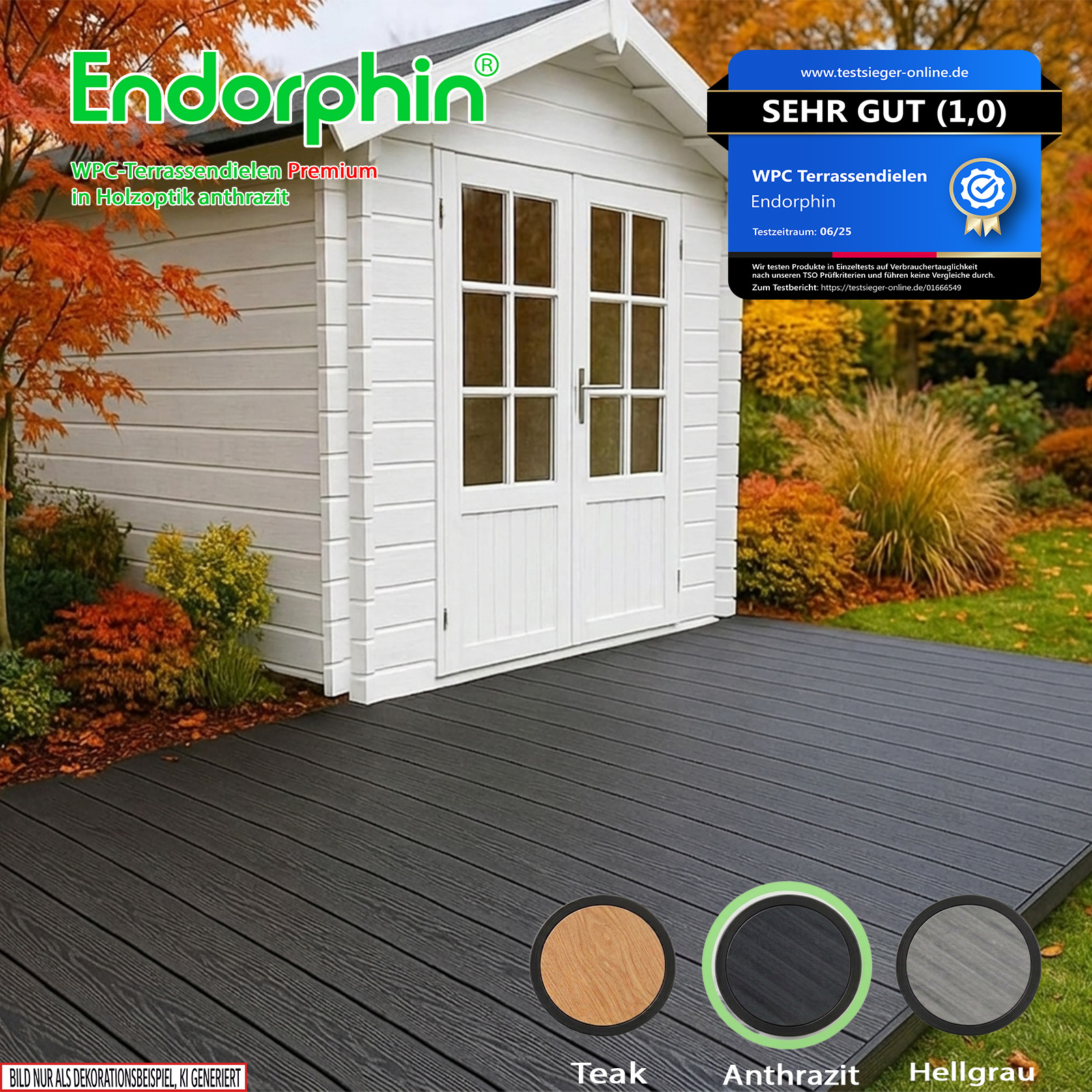 Endorphin 10m² Premium WPC Terrassendielen in Holzoptik – Farbe: anthrazit
