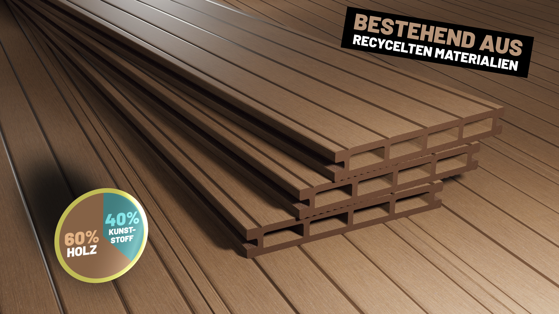 Endorphin WPC Terrassendielen Muster Braun 14,6 x 15cm