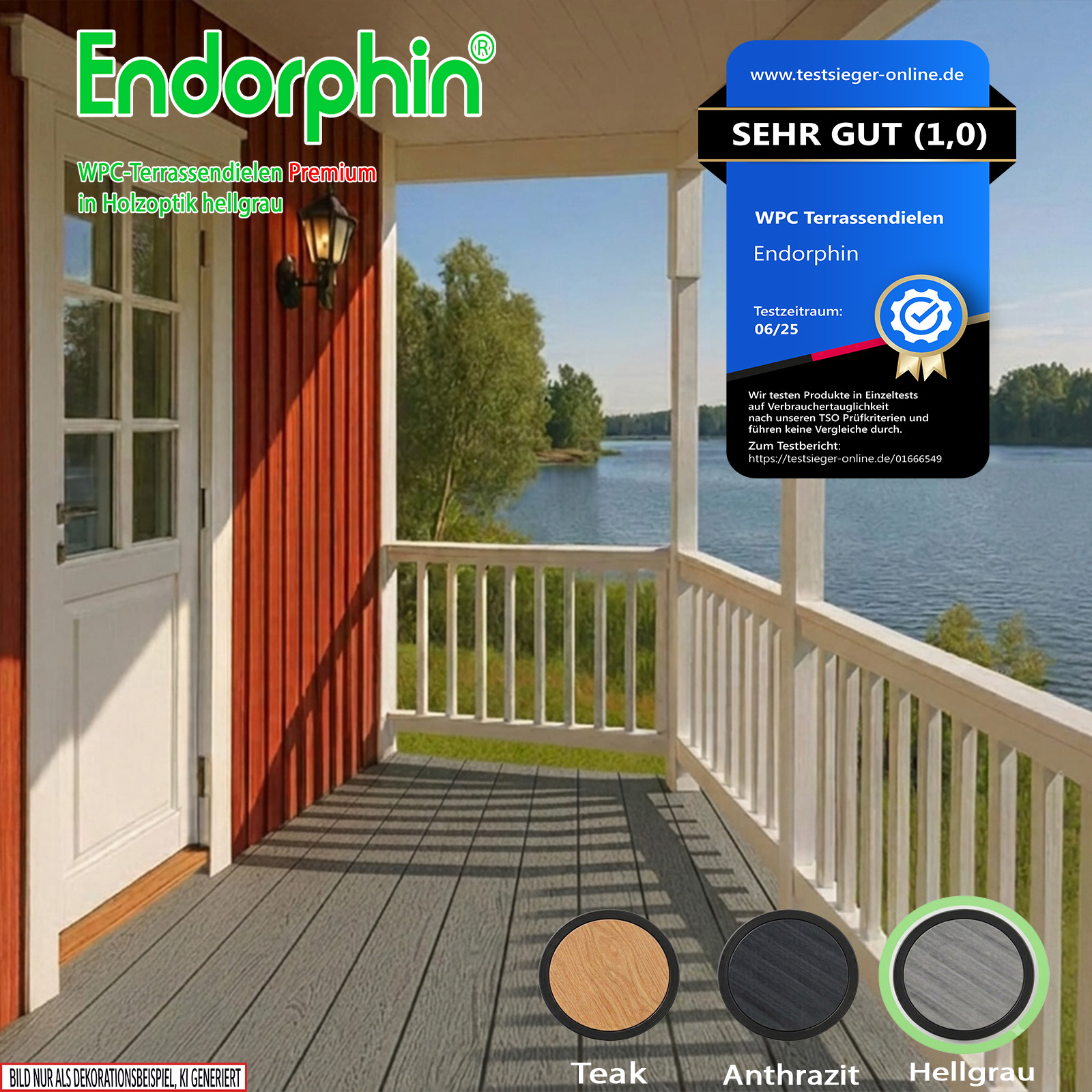 Endorphin 20m² Premium WPC Terrassendielen in Holzoptik–Farbe: grau