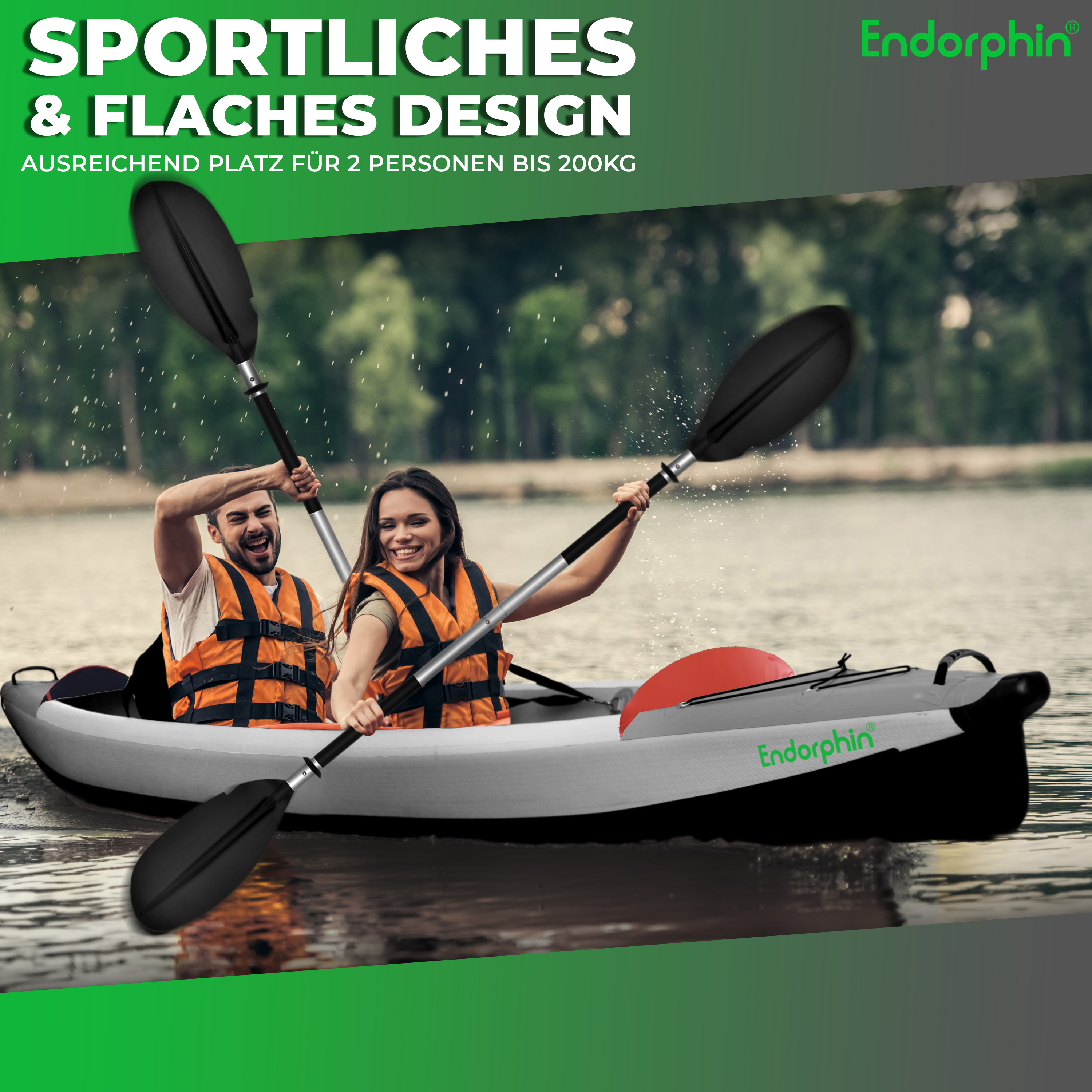 Endorphin Aufblasbares Drop Stitch Kajak für 2 Personen als Komplettset