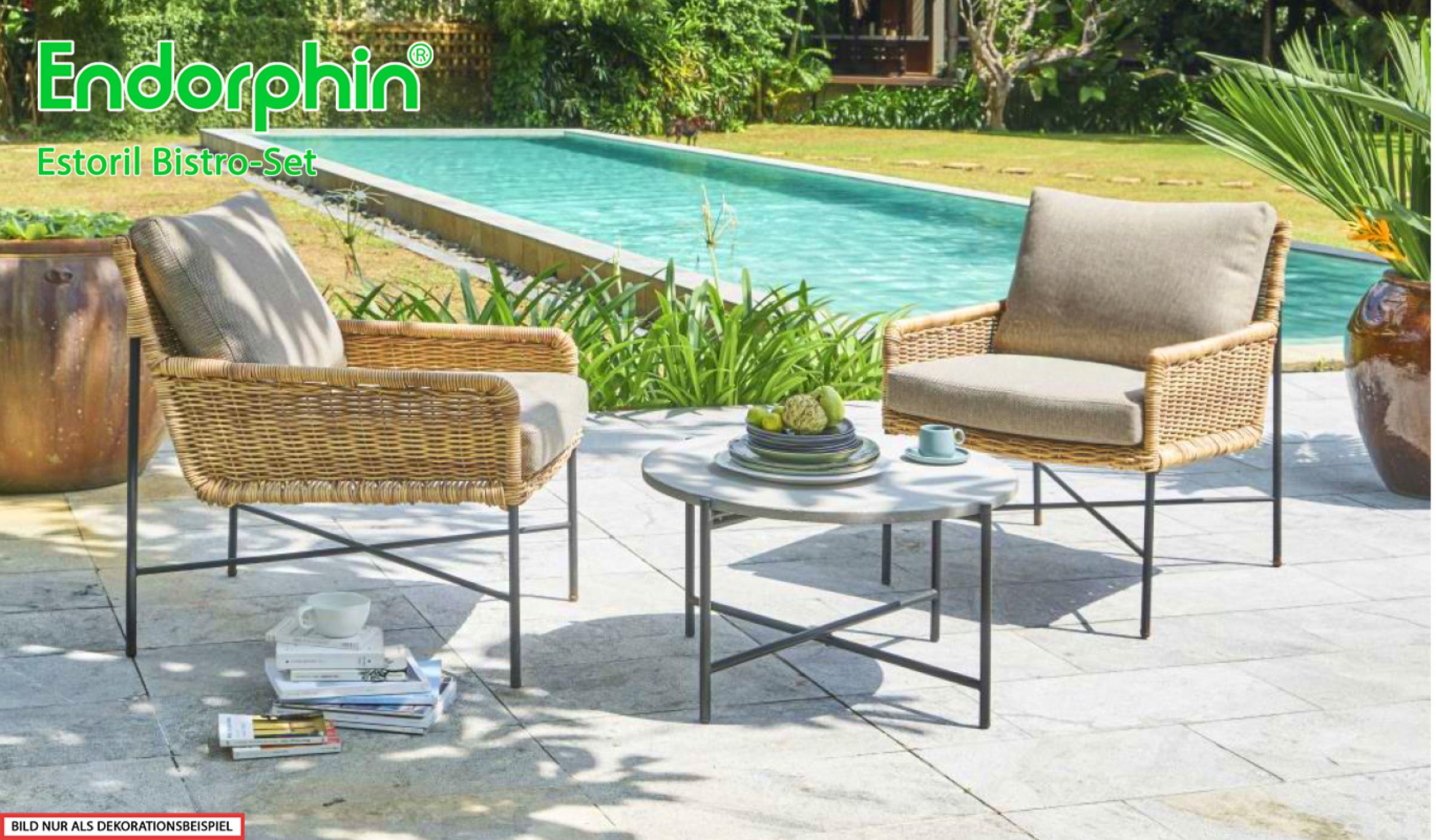 Endorphin Estoril Bistro - Set,  3 teilig, Gartenmöbel,  Zeit für deine schönsten Outdoor-Momente