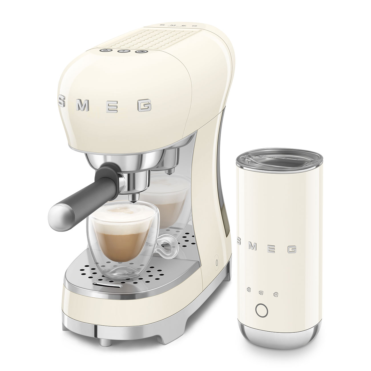 Smeg ECF12CREU Bundle ECF00 + Milchaufschäumer MFF02 Creme 50`s Style