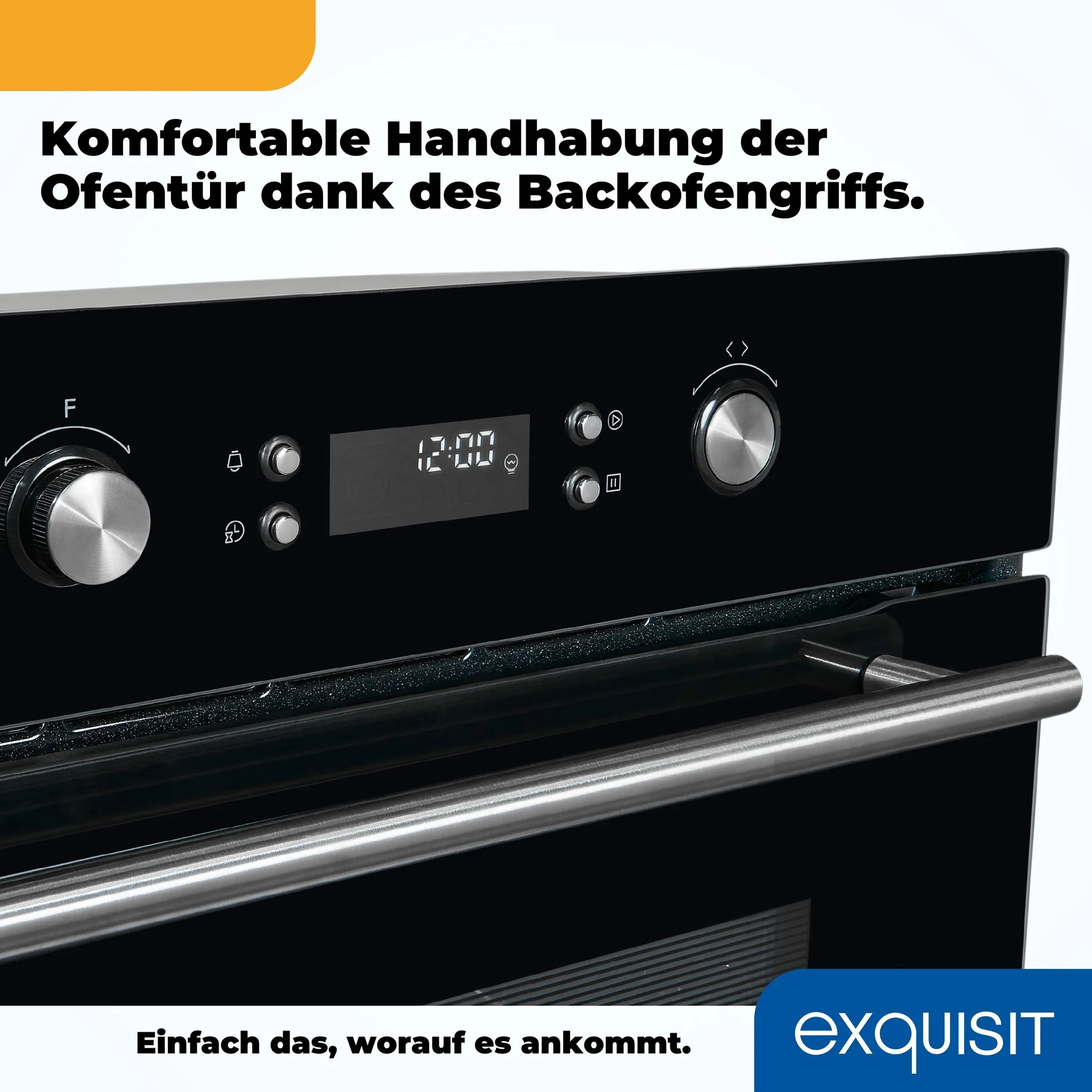 Exquisit EBEP697-H-030 schwarz, 70,2l Garraum, 11 Funktionen, 60cm brit, Timer, Heißluft