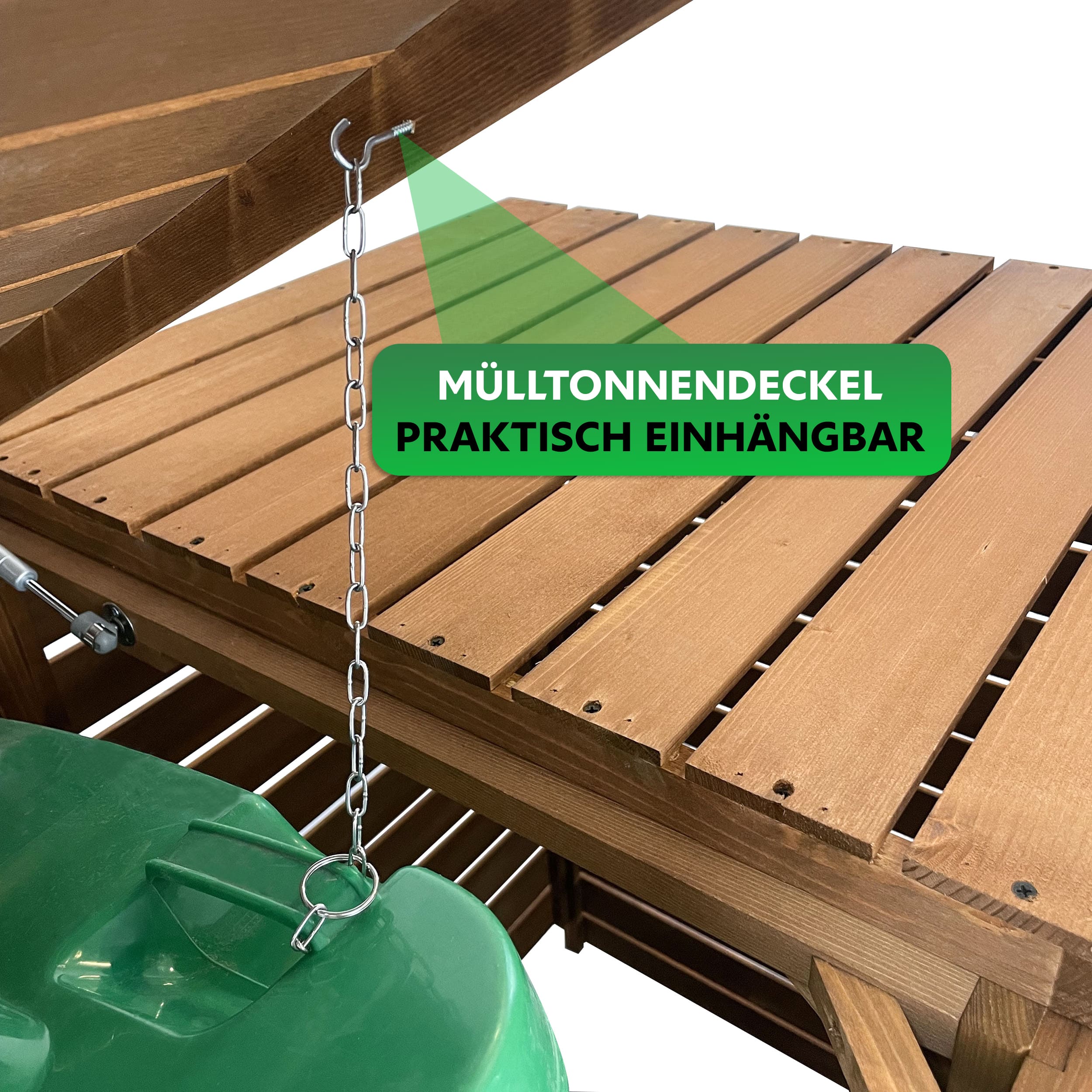 Endorphin Stabile Comfort Mülltonnengarage / Mülltonnenbox Braun natur für 2x 240 L nachhaltig aus Holz