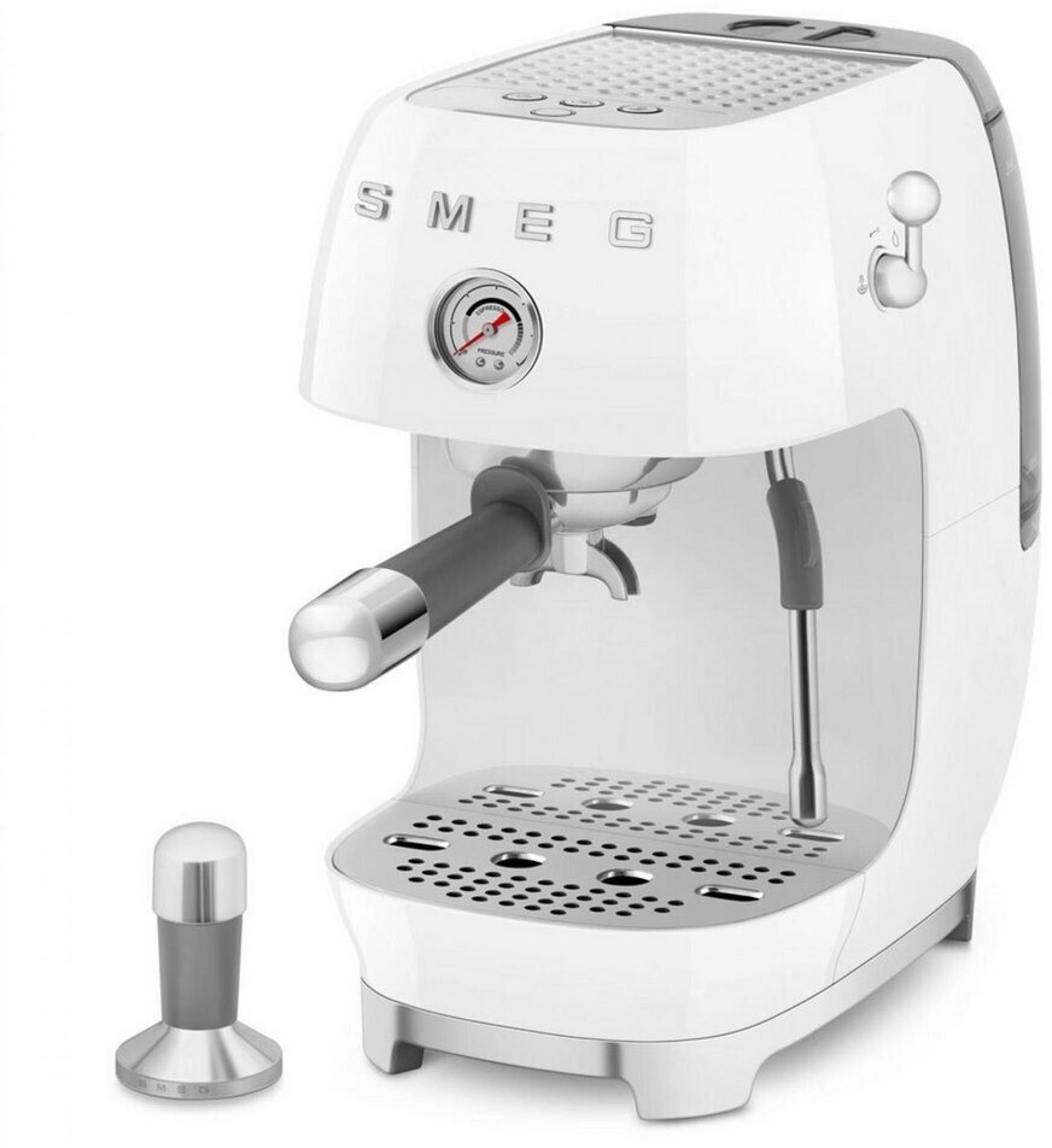 Smeg ECF03WHEU Siebträgermaschine Weiss 50s Style, ColdBrew, Thermoblock