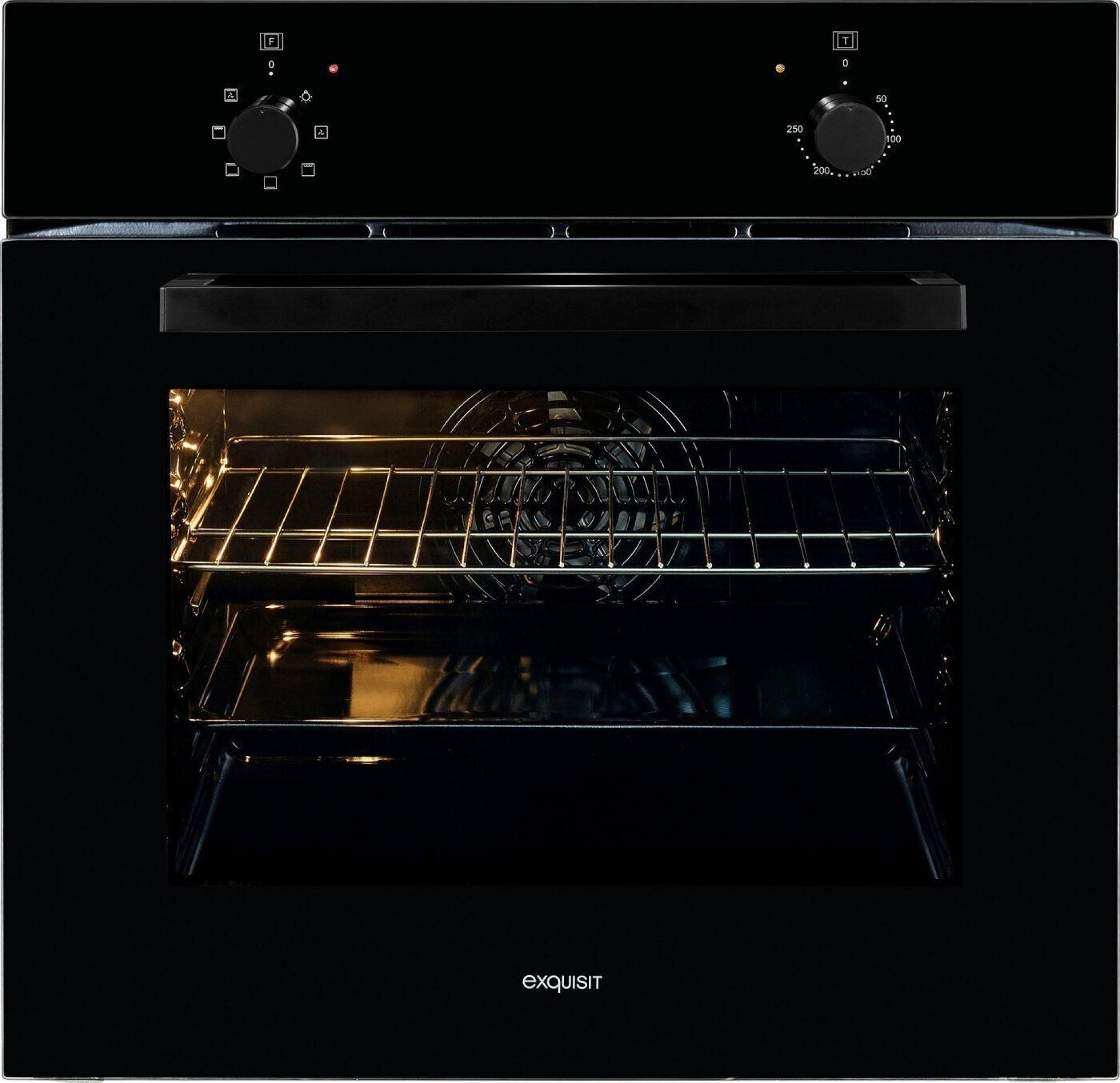 Exquisit EBE255-U-020 schwarz, Einbaubackofen, EEK: A