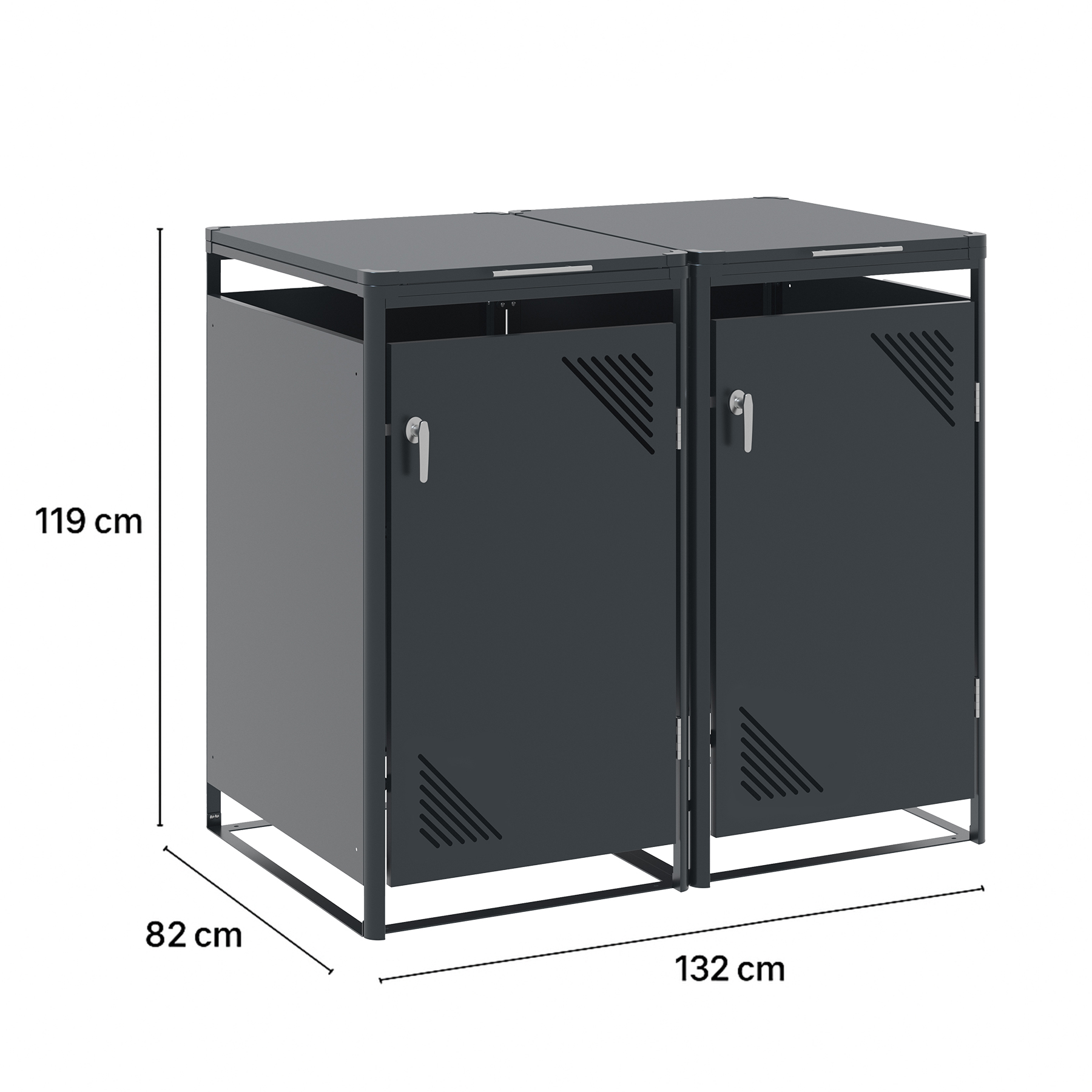 Endorphin Mülltonnenbox 2er, 240 l, anthrazit, verzinkter - pulverbeschichteter Stahl, Breite x Höhe x Tiefe: 132 x 119 x 82 cm