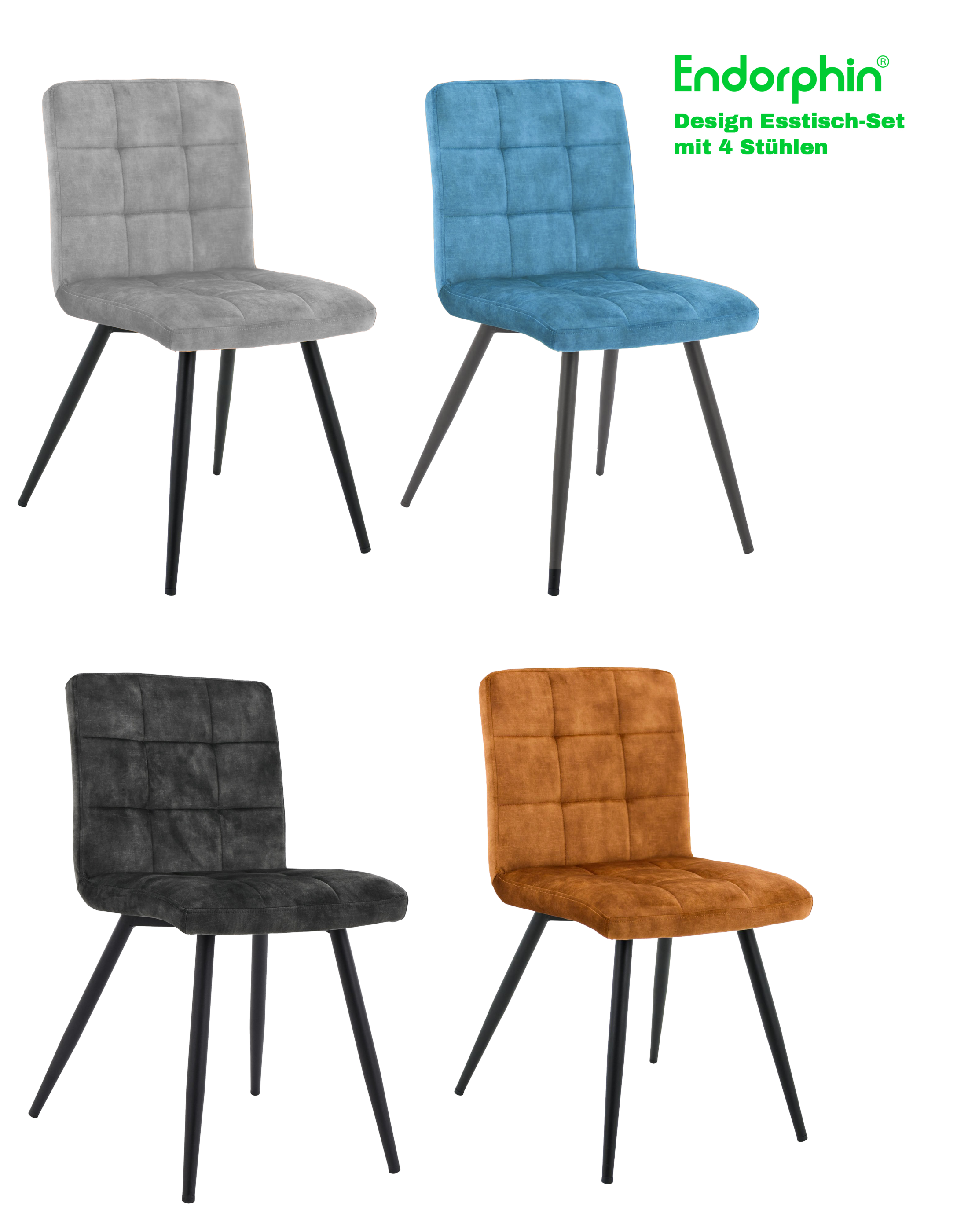 Endorphin Design Esstisch-Set mit 4 Stühlen