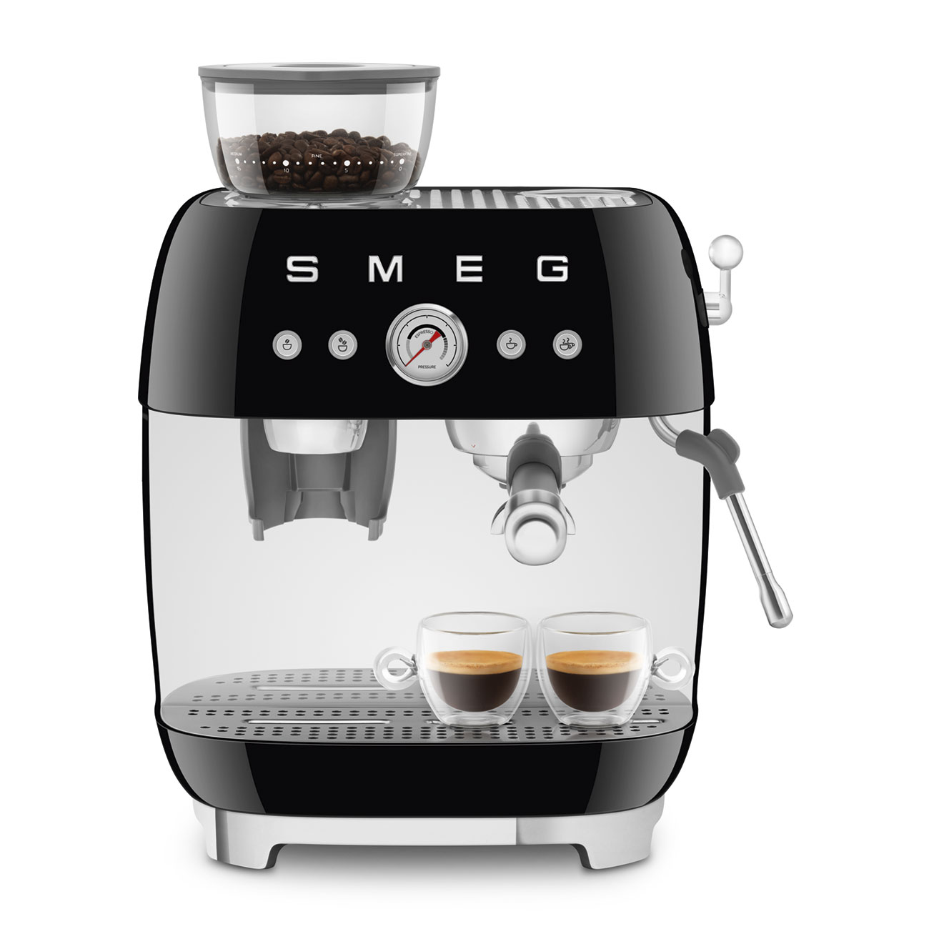 Smeg EGF03BLEU Espressomaschine mit Mahlwerk schwarz 50`s Style Jubiläumsaktion - 60 Monate Geräteschutz