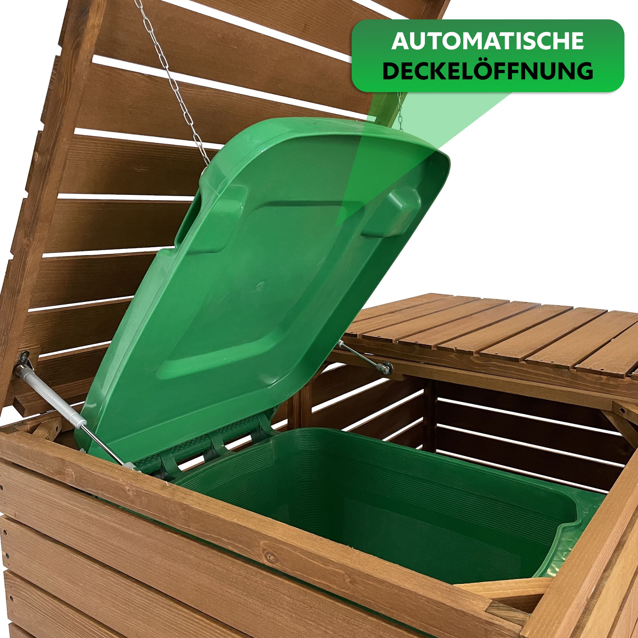 Endorphin Stabile Comfort Mülltonnengarage / Mülltonnenbox Braun natur für 2x 240 L nachhaltig aus Holz