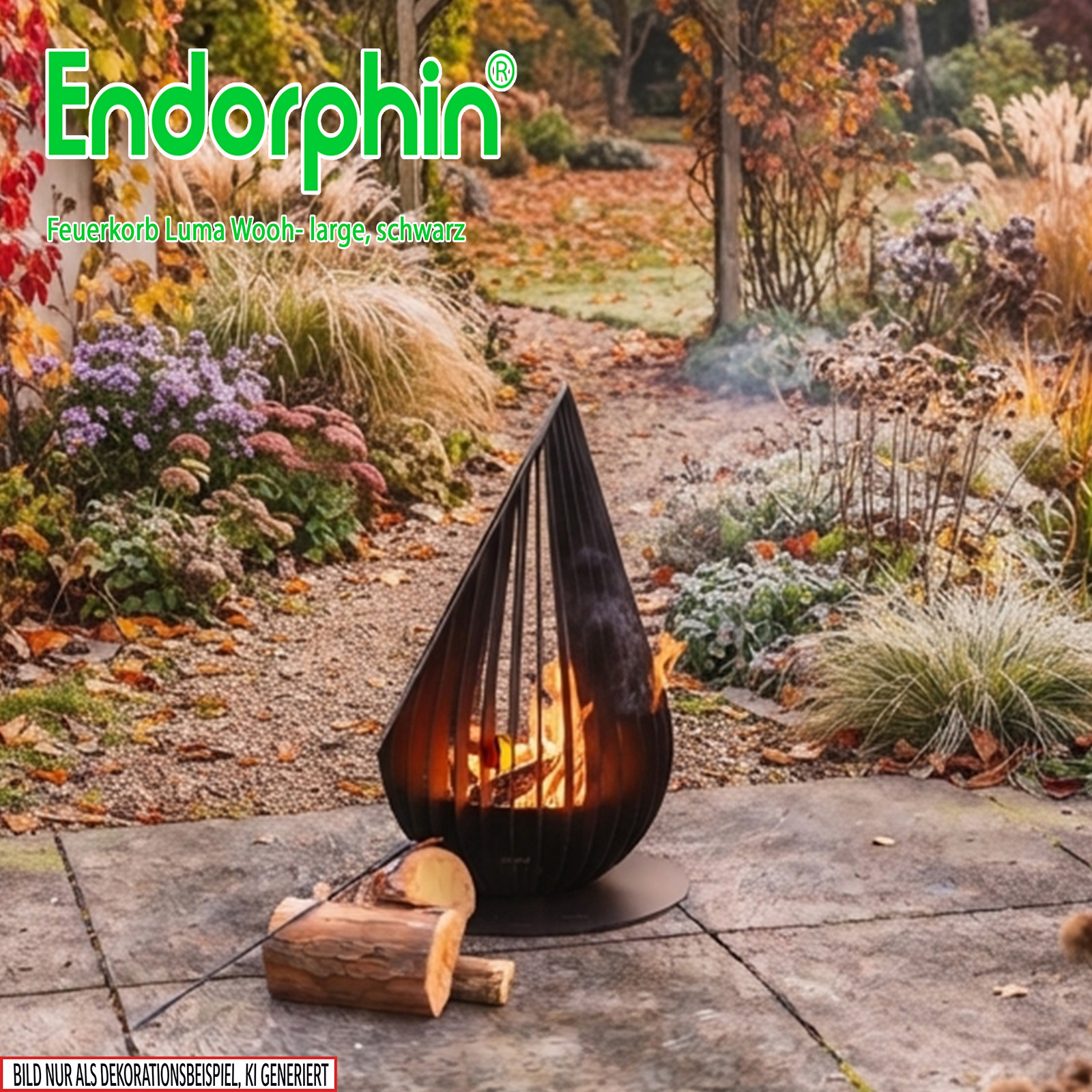 Endorphin Design Feuerkorb Luma–Wooh, large, schwarz