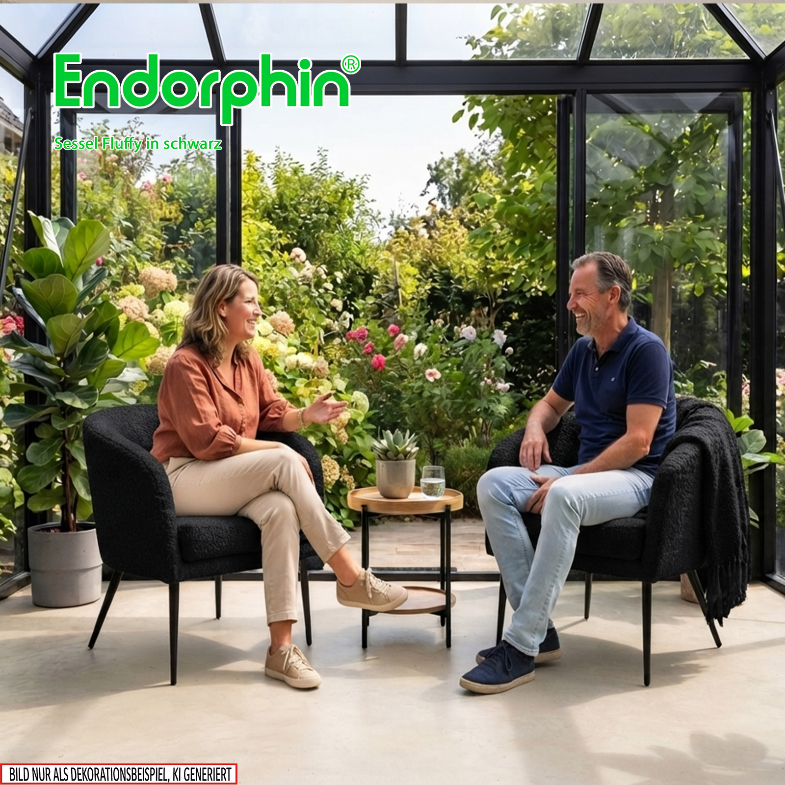 Endorphin Sessel Fluffy, schwarz – Teddy-Sessel in skandinavischen Design