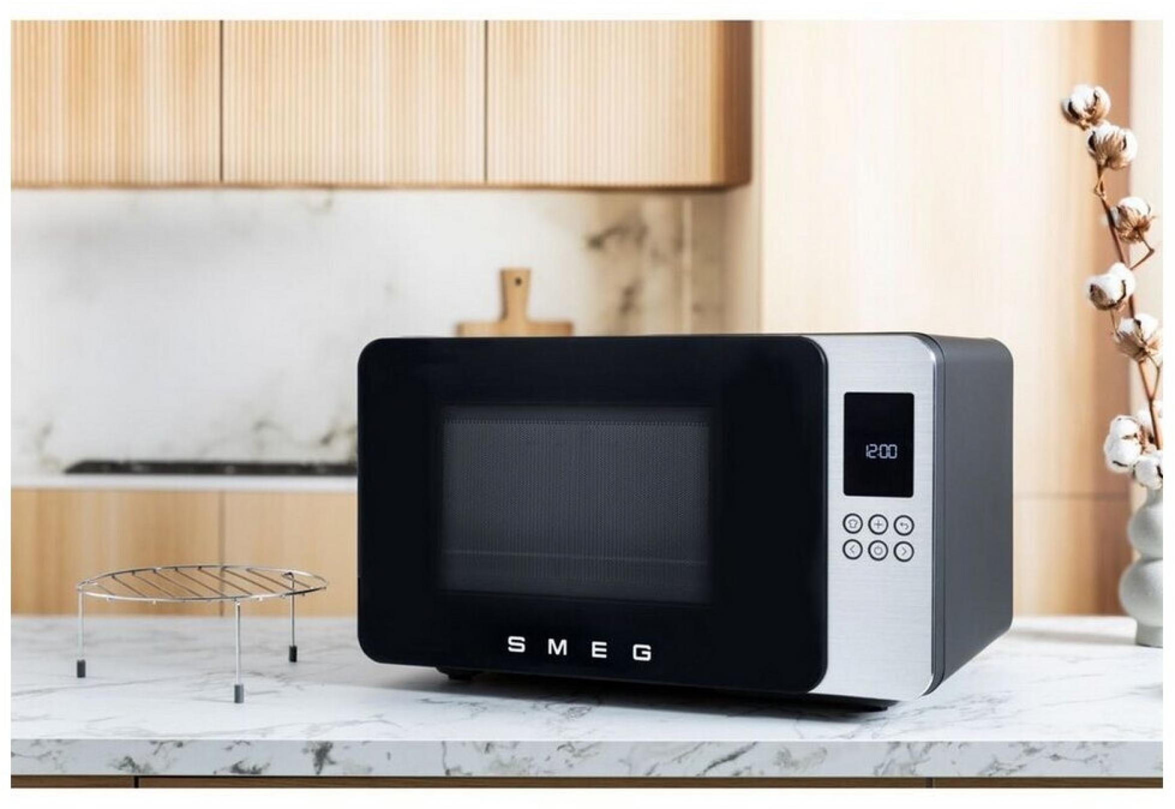 Smeg MOC01BLMEU Stand-Kombi-Mikrowelle, Schwarz, 4 Funktionen,