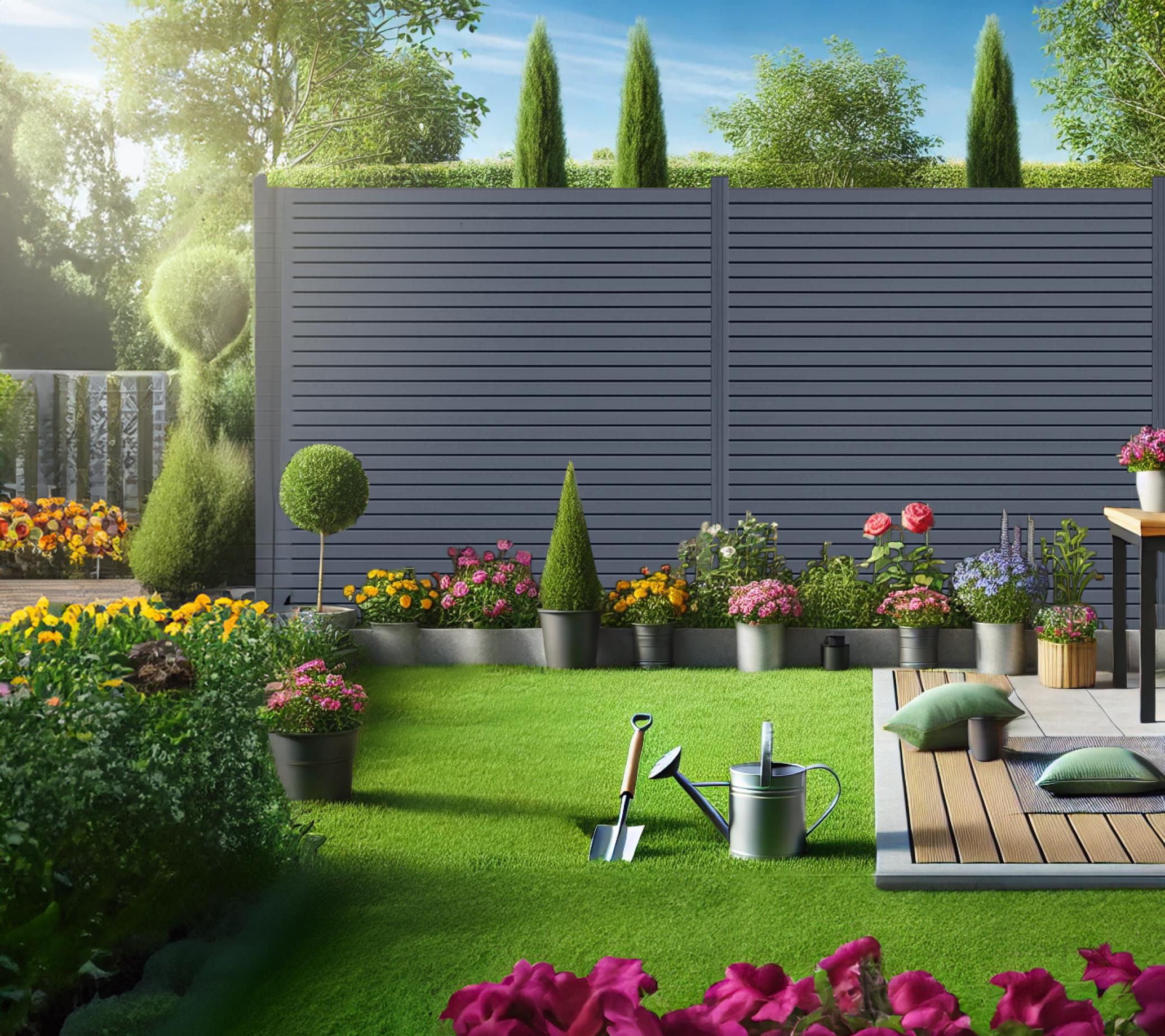 Endorphin EASY-ROM DIY ALU-Rhombuszaun in anthrazit 2 Elemente 180x180cm 3 Pfosten 7x7x235cm