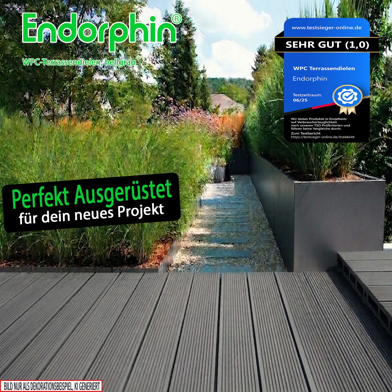 Endorphin 34m² Hellgrau WPC Terrassendielen Komplettset