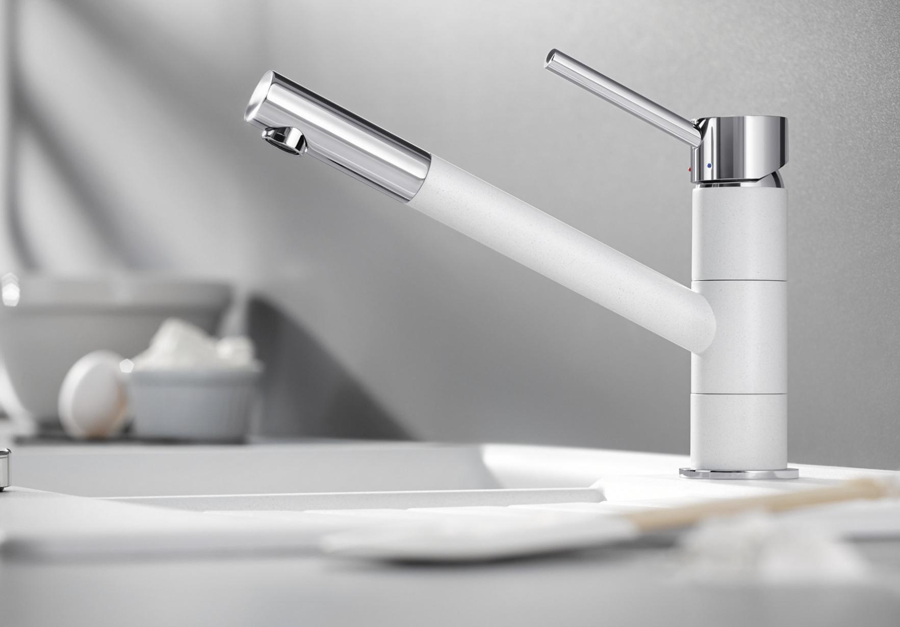 Blanco KANO Küchenarmatur Hochdruck Silgranit-Look weiß/chrom