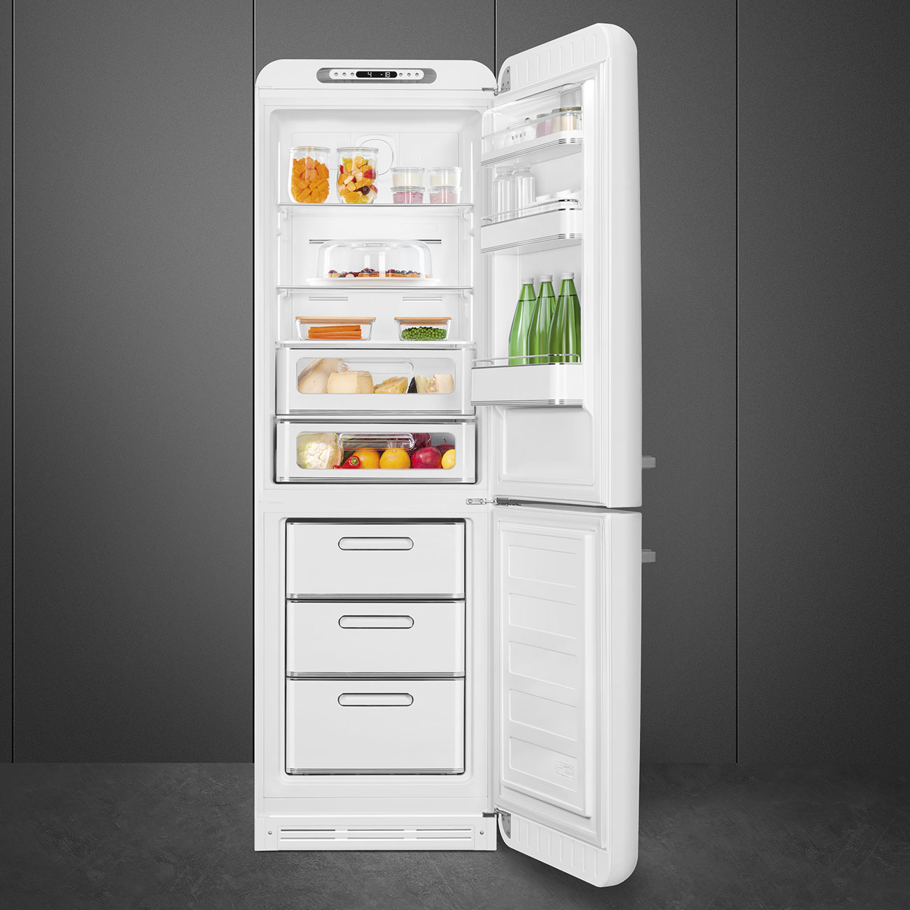 Smeg FAB32RWH6 Kühl-Gefrierkombination Rechtsanschlag Weiss 50`s Style, EEK: C