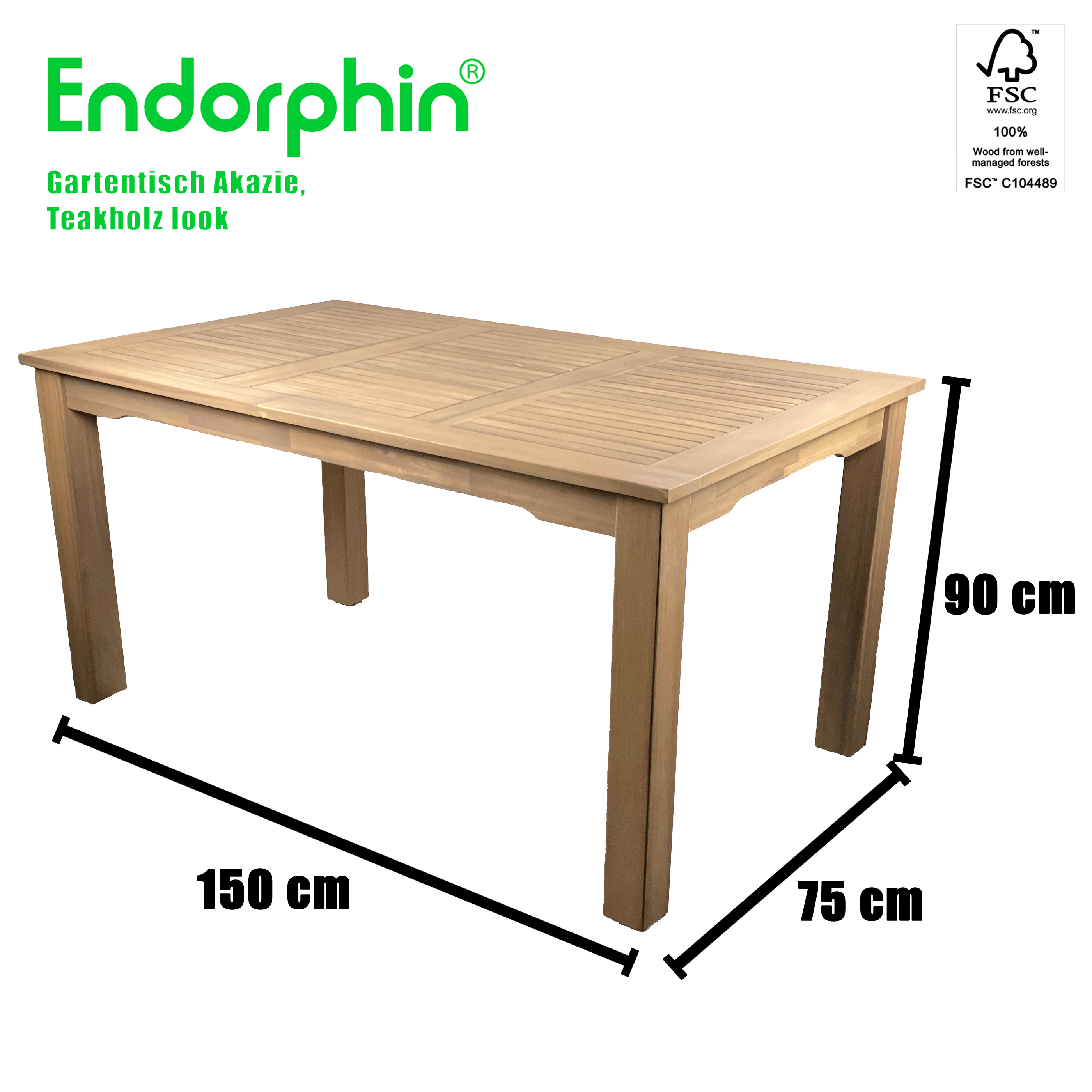 Endorphin Tisch aus Akazienholz im Teakholz look Gartenmöbel