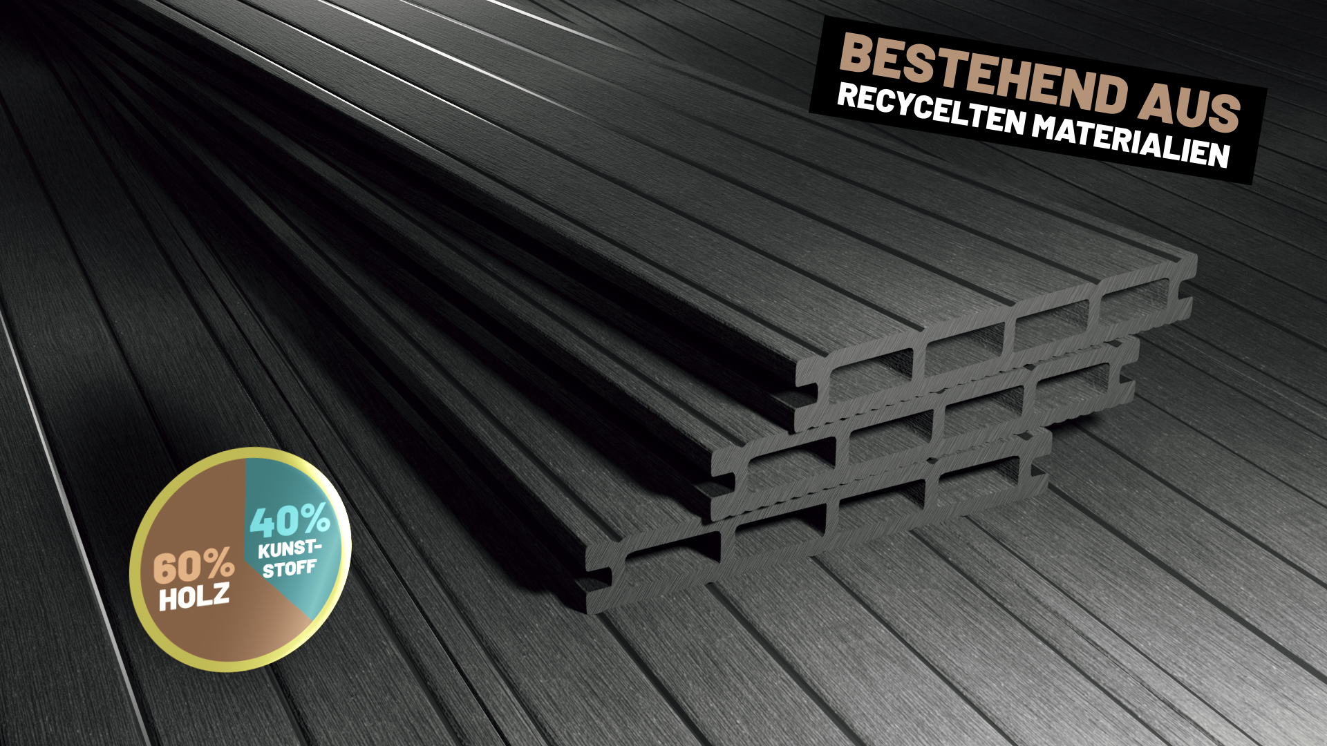Endorphin WPC Terrassendielen Muster Anthrazit 14,6 x 15cm