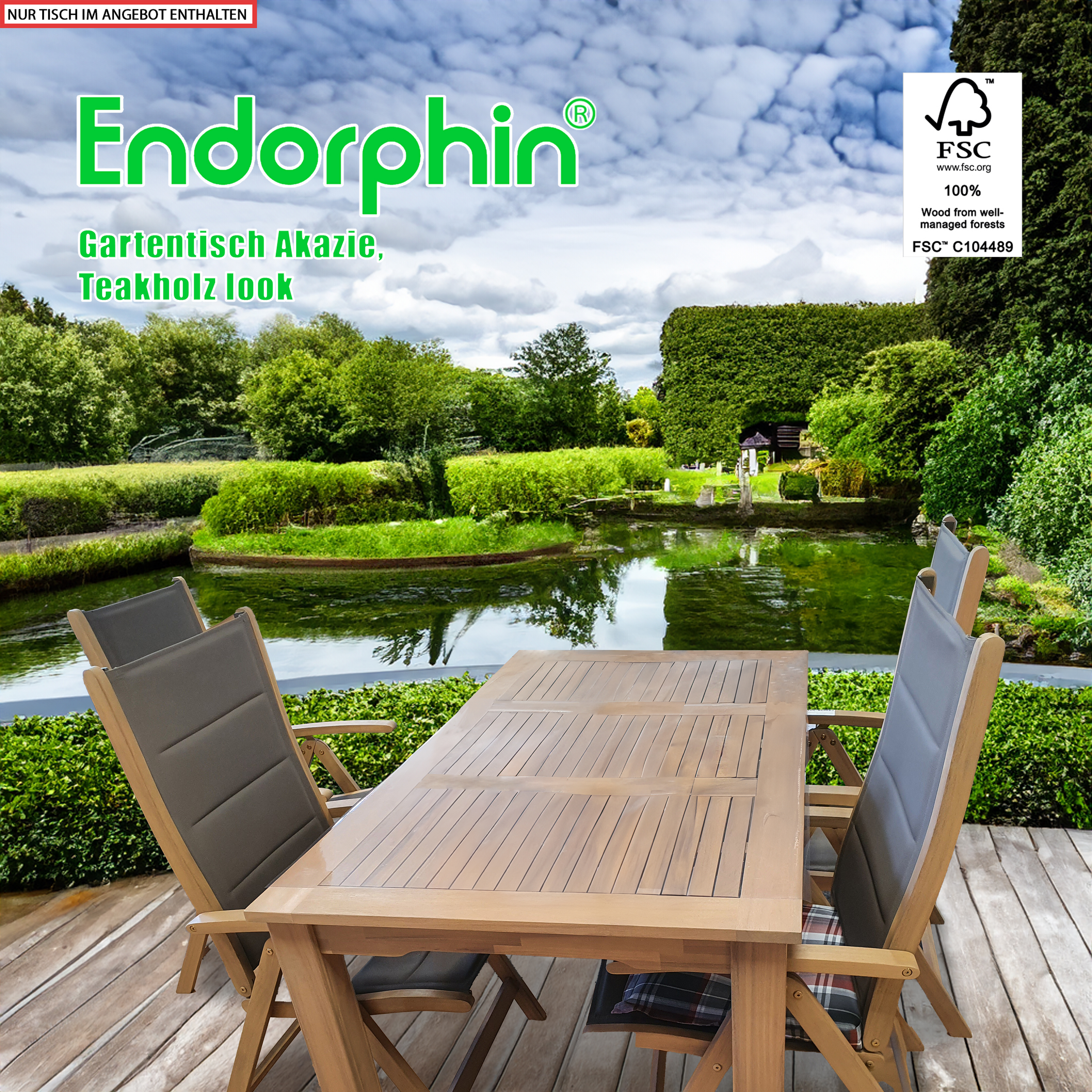 Endorphin Tisch aus Akazienholz im Teakholz look Gartenmöbel