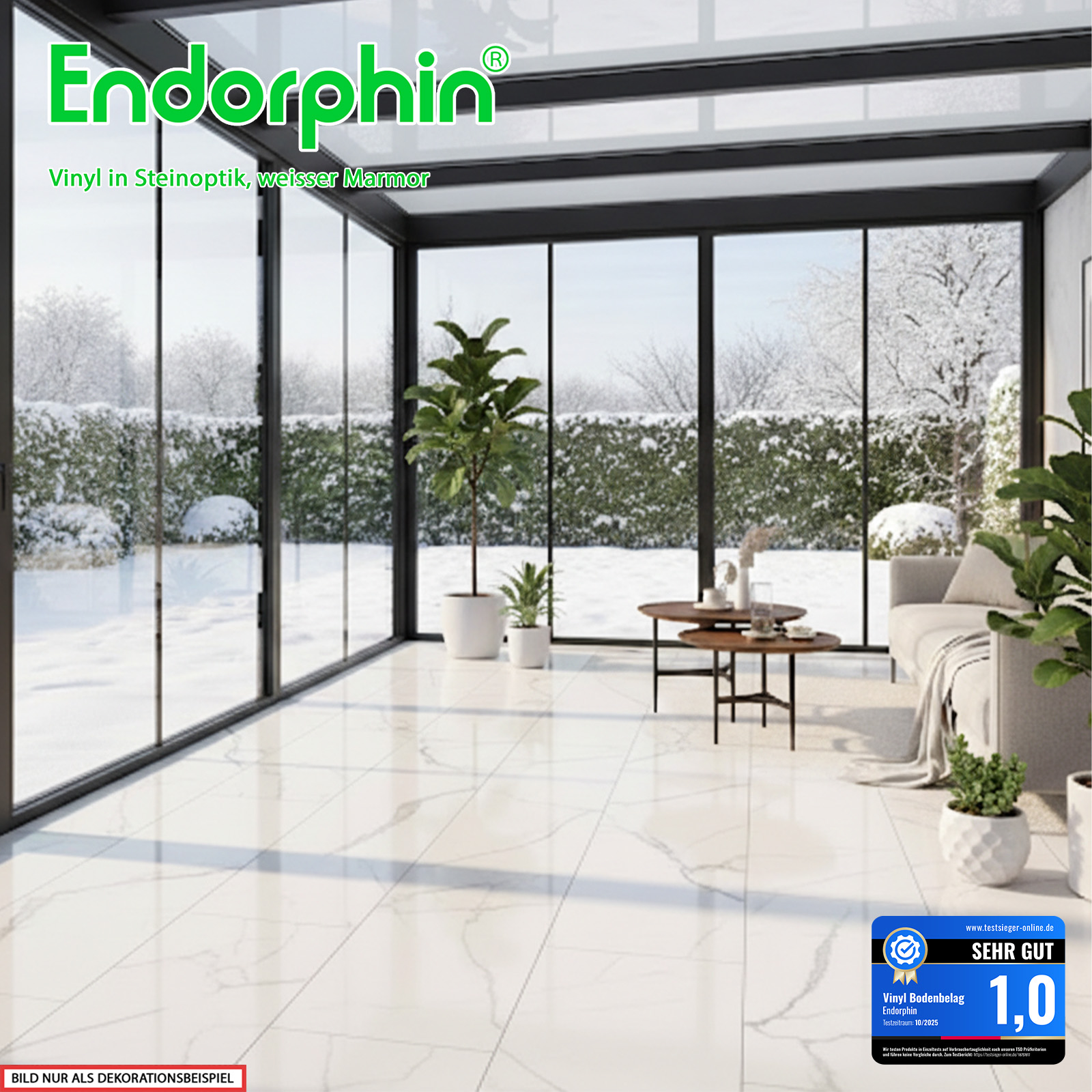 Endorphin Vinylboden selbstklebend Steinoptik weißer Marmor 2,97qm