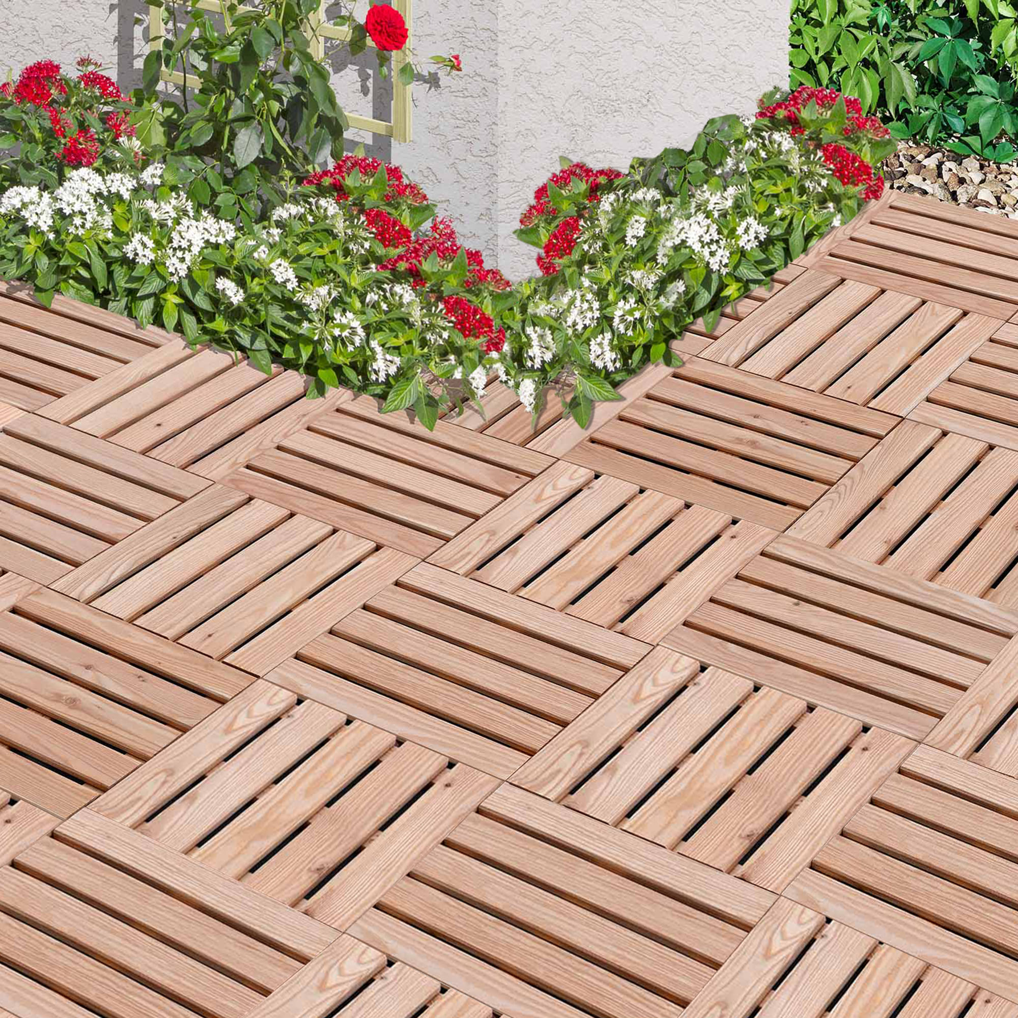 Delta Holzfliesen aus Lärche 40x40 cm 6er Set [0,96qm]