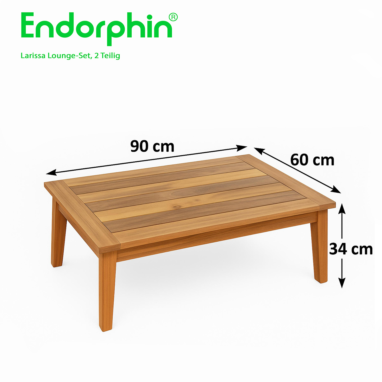 Endorphin Larissa Lounge-Set 2 tlg. 1 Sofa 1 Tisch Polyrattan Akazie im teakholz look Gartenmöbel
