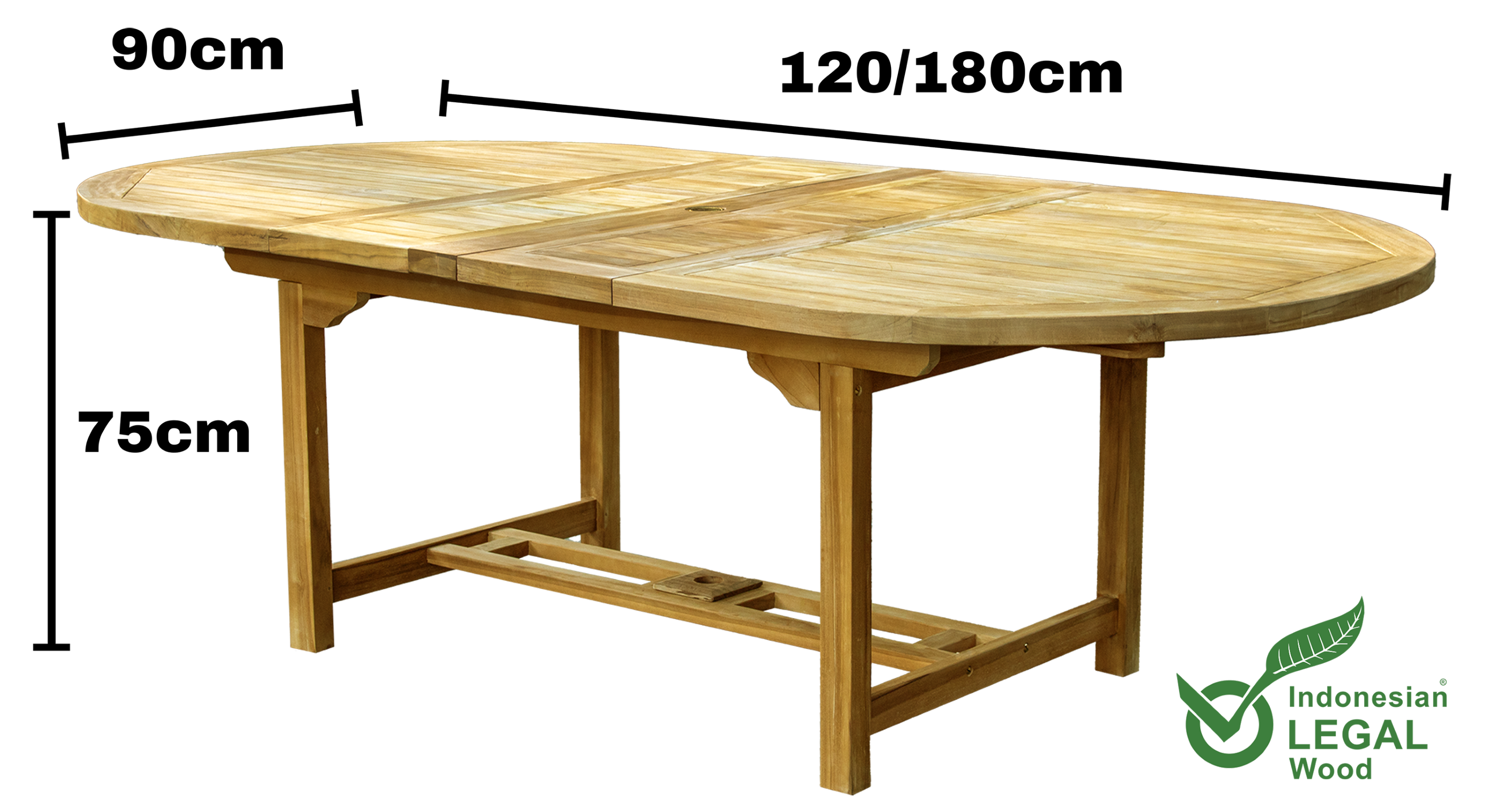 Endorphin Gartenmöbel Set 7tlg. Teakholz, Tisch oval 180cm, ausziehbar mit 6 Stühlen stapelbar
