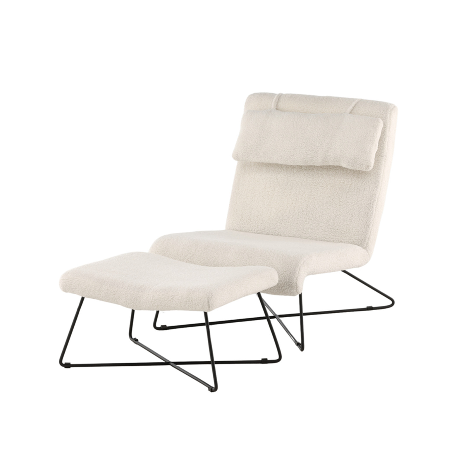 Endorphin Laconia Loungesessel, weiß, mit Hocker & Nackenkissen