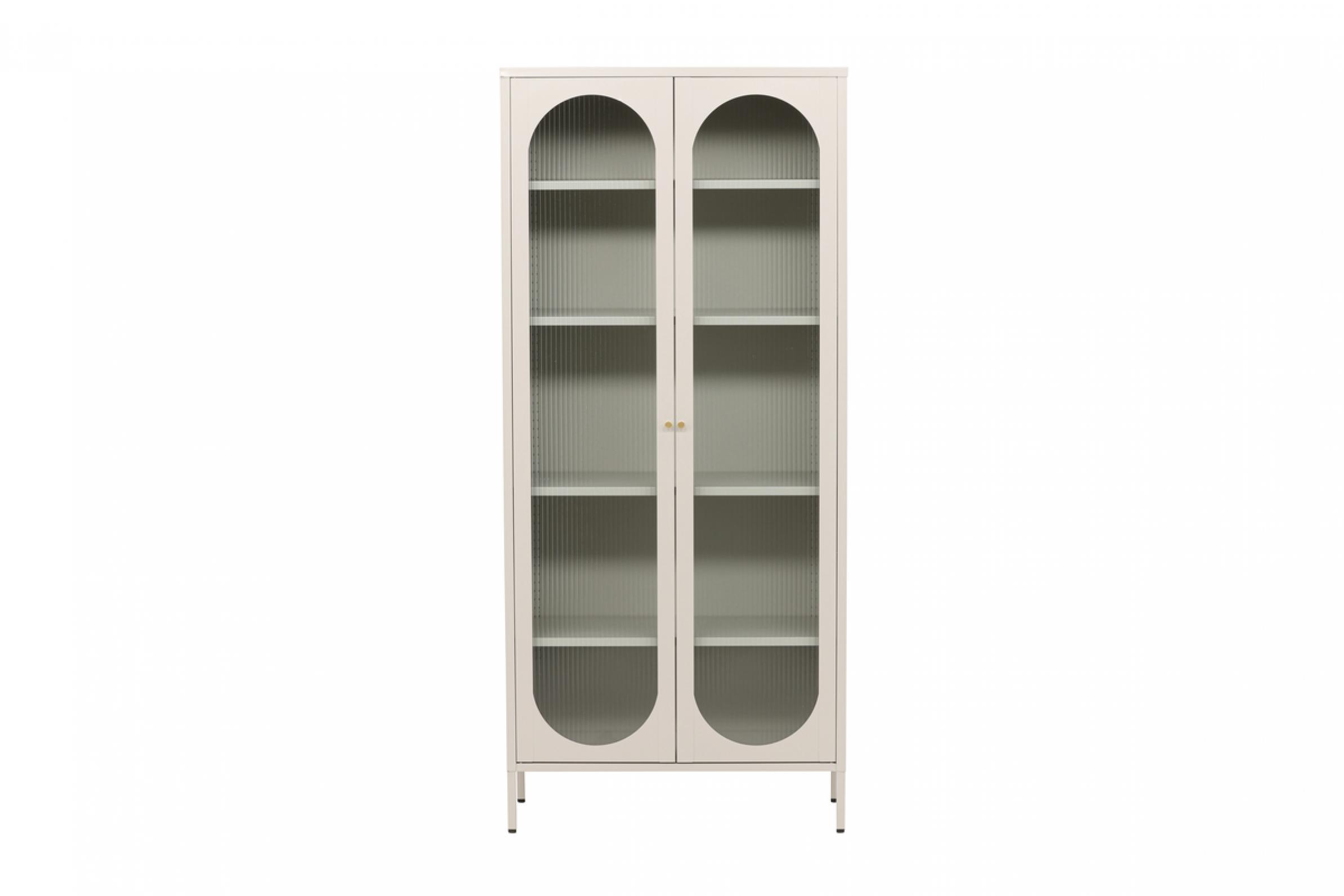 Venture Design Schrank Lima Beige – Moderner Stahlschrank mit Riffelglas