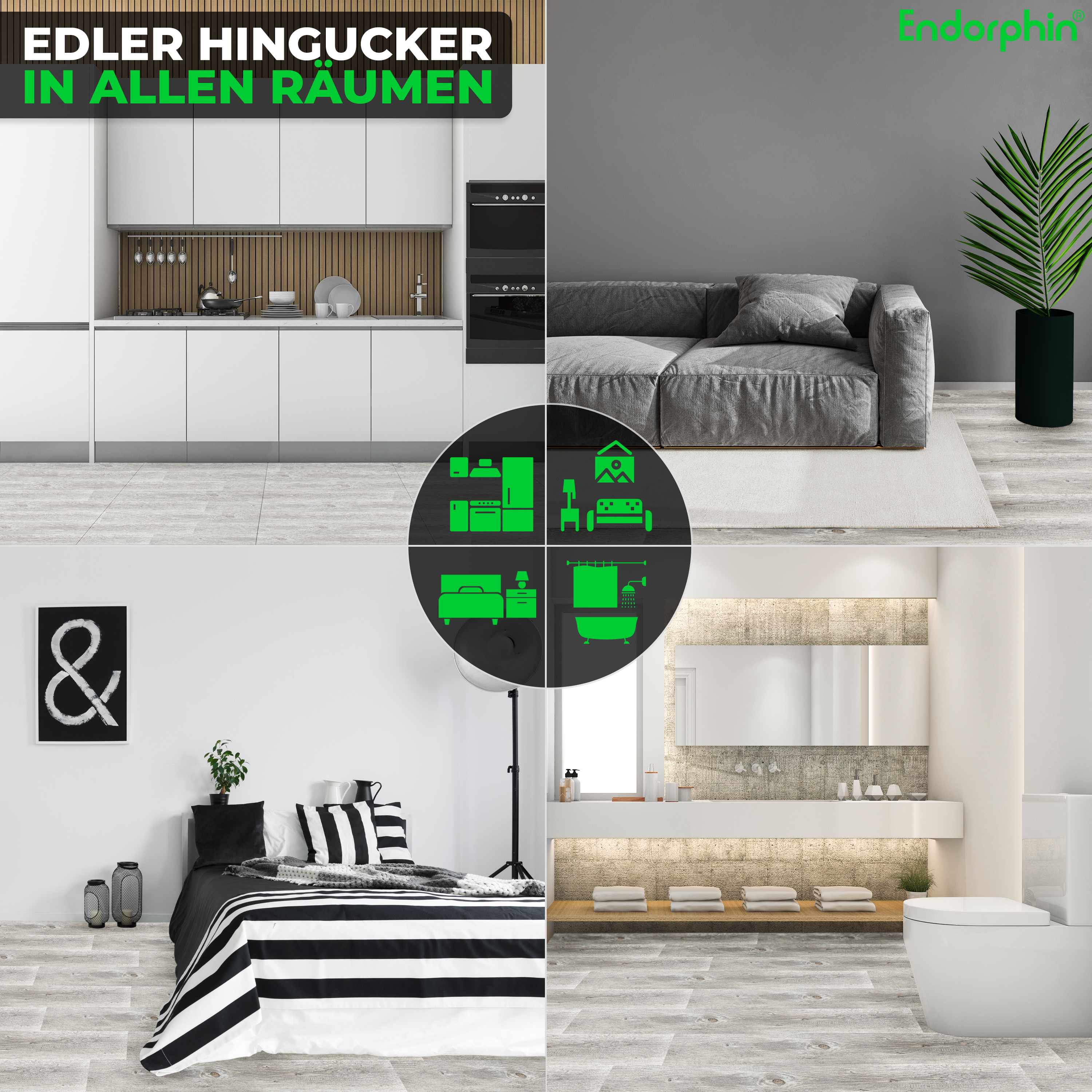 Endorphin Vinylboden selbstklebend in Holzoptik Beigegrau 2,93qm