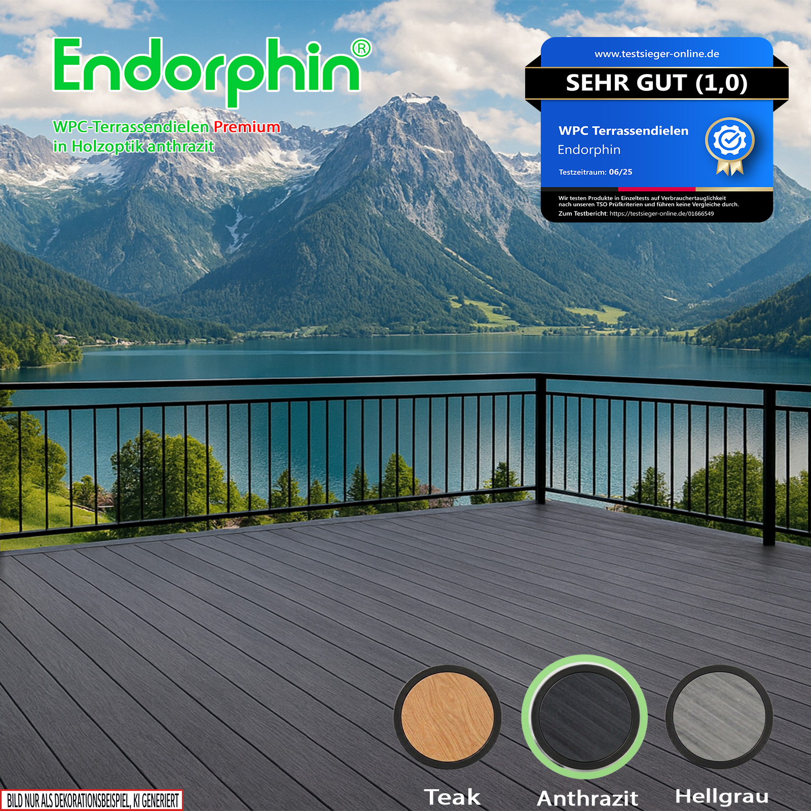 Endorphin 20m² Premium WPC Terrassendielen in Holzoptik – Farbe: anthrazit