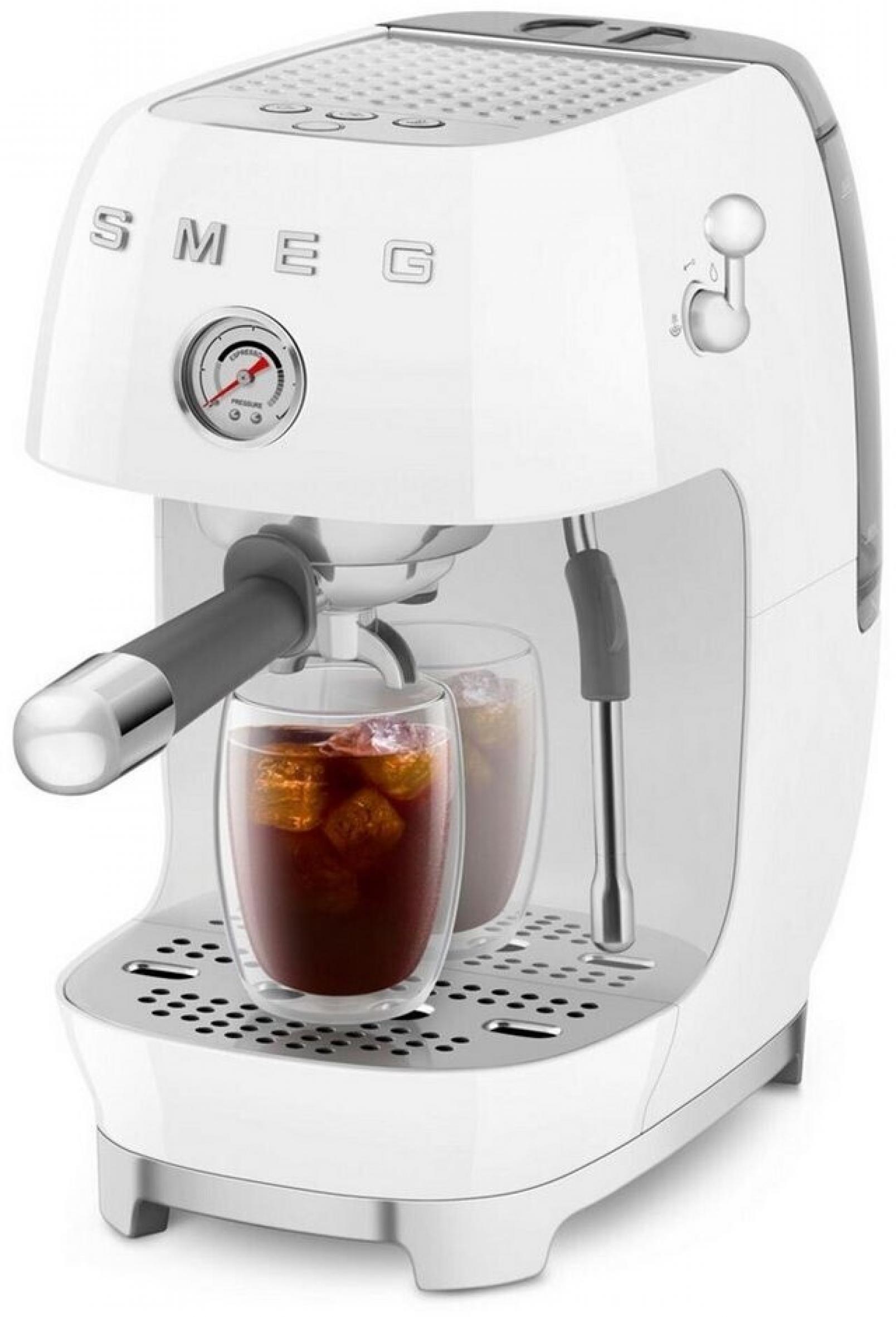 Smeg ECF03WHEU Siebträgermaschine Weiss 50s Style, ColdBrew, Thermoblock