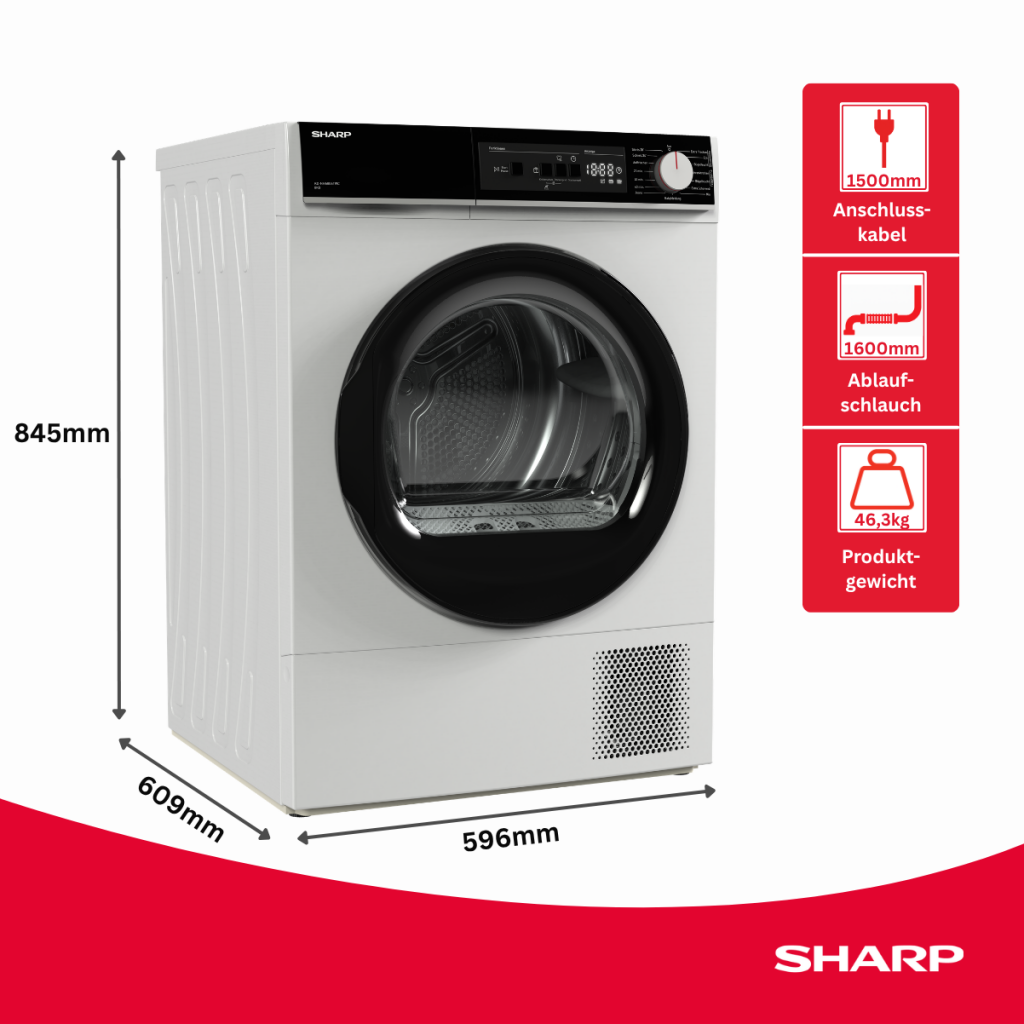 Sharp KD-NHA8G6TWC-DE Wäschetrockner 8kg