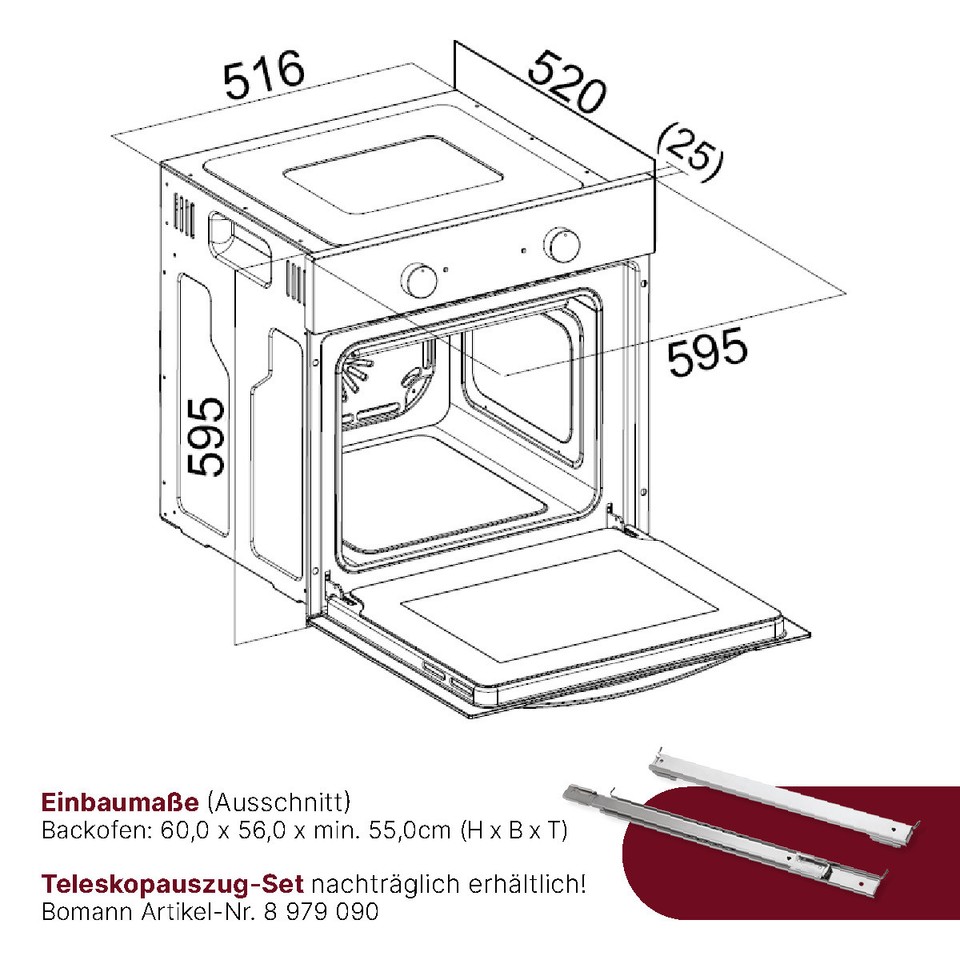 Bomann EBO 7911 Einbau-Elektro-Backofen Edelstahl