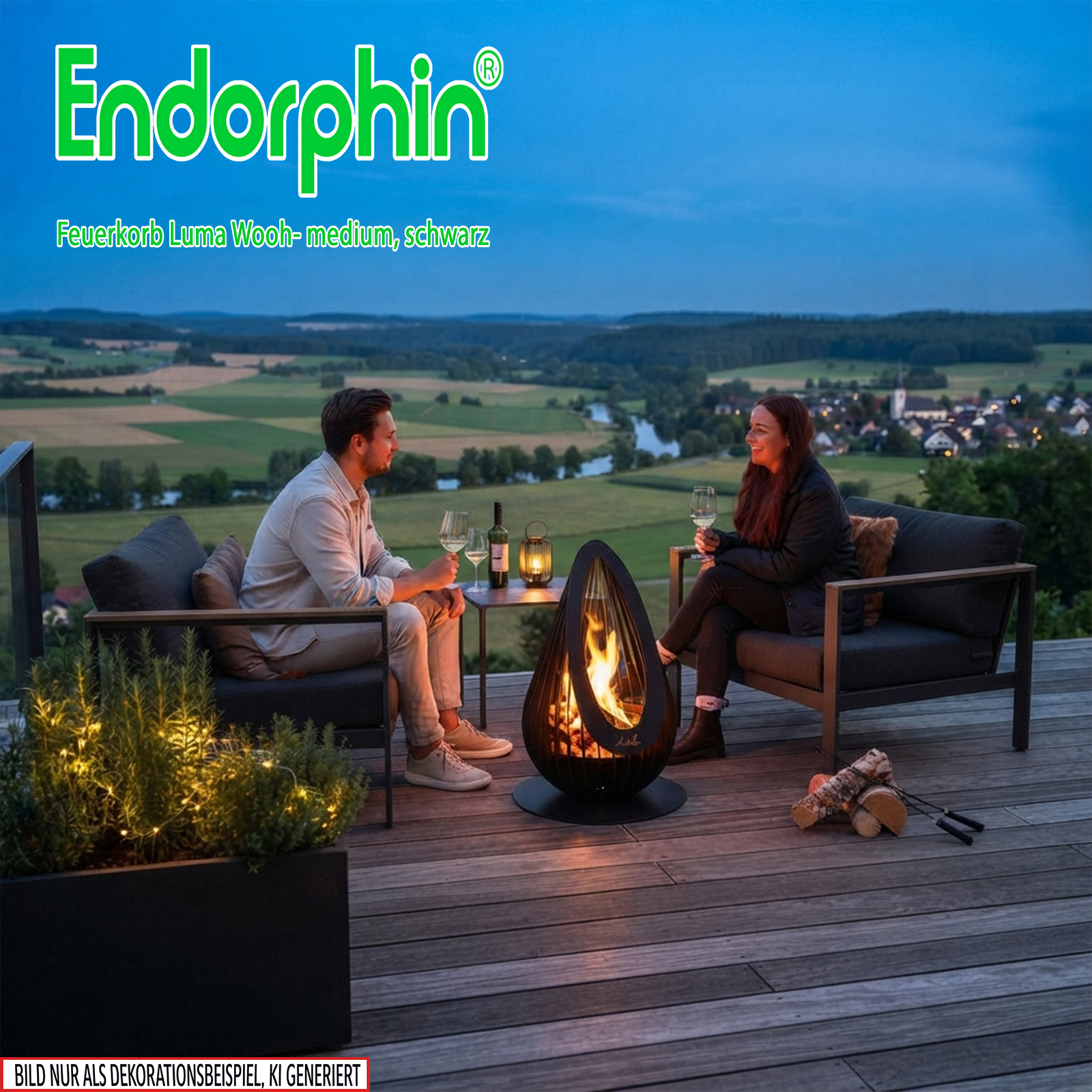 Endorphin Design Feuerkorb Luma–Wooh, medium, schwarz