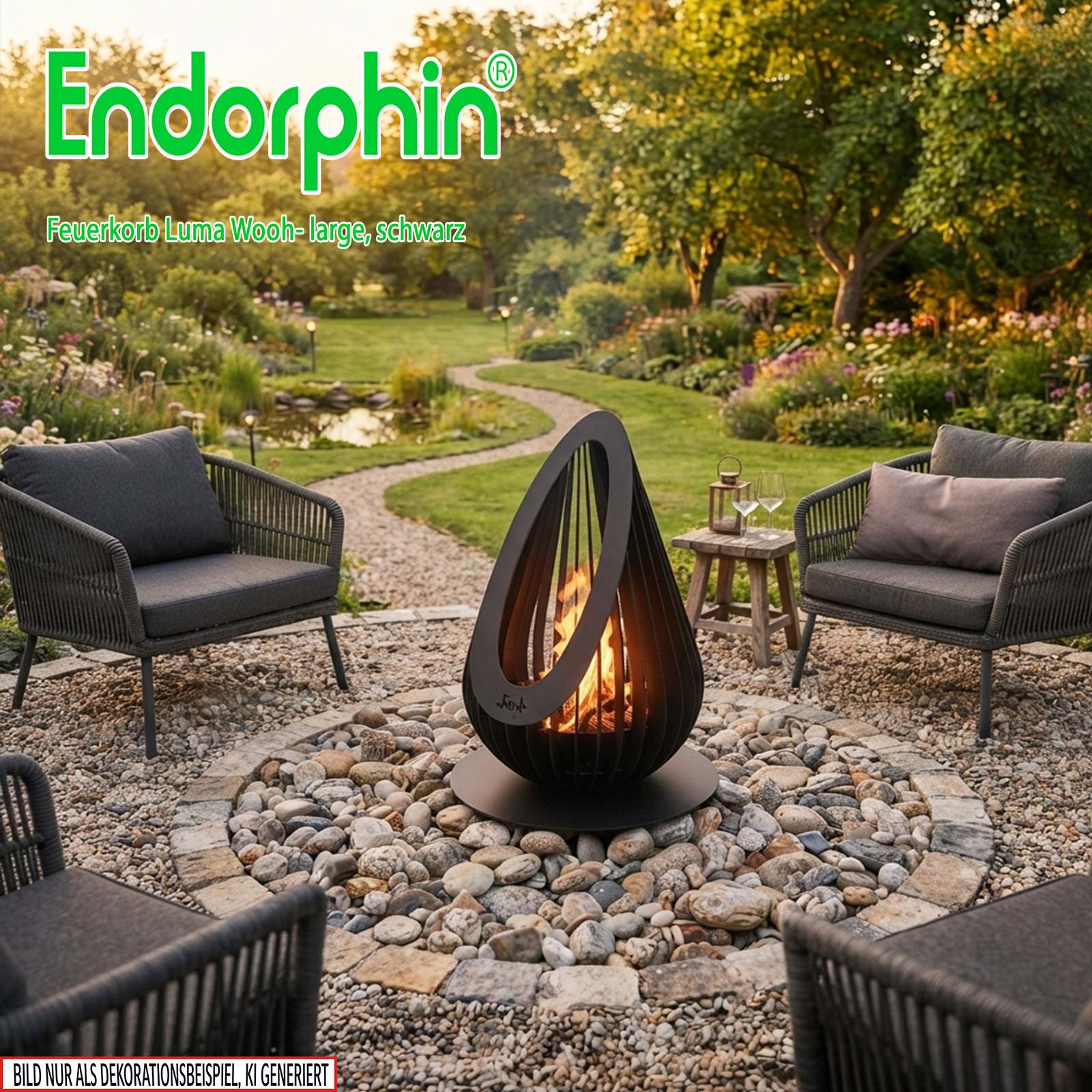 Endorphin Design Feuerkorb Luma–Wooh, large, schwarz