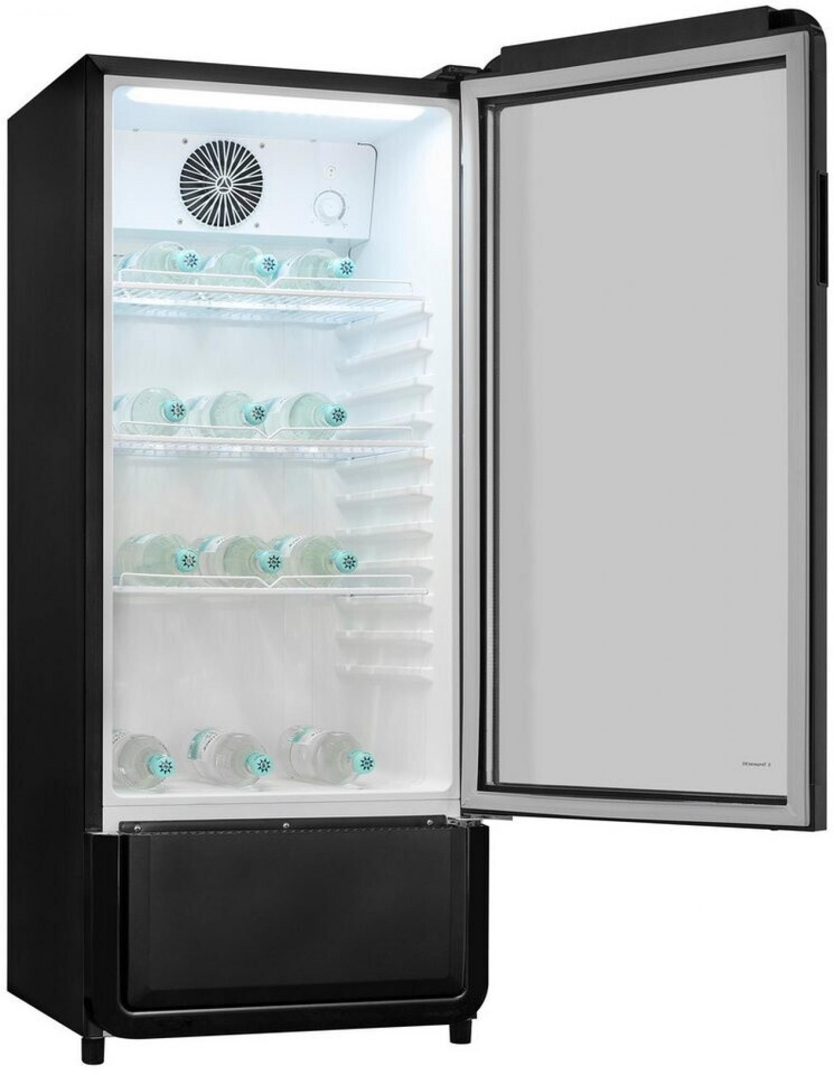 Exquisit GKS180-GT-431D schwarz, Stand Glastürkühlschrank, Nutzinhalt: 200 L, Getränkekühlschrank