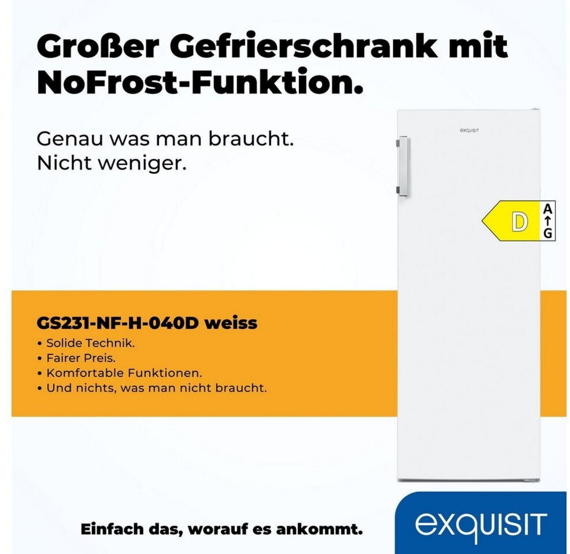 Exquisit GS231-NF-H-040D weiss | 161 Liter | Gefrierschrank