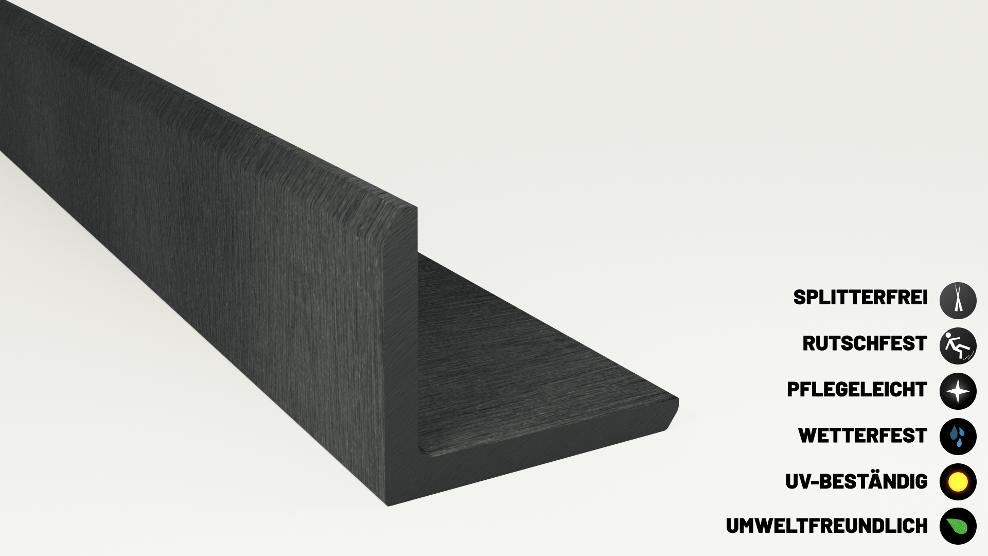 Endorphin WPC Abschlussleisten 5er Set Hellgrau 220cm Winkelprofil 5,5 x 4,5cm