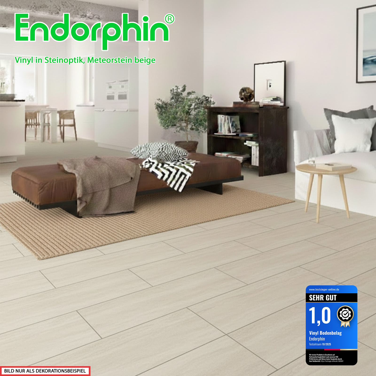 Endorphin Vinylboden selbstklebend Steinoptik in Meteorstein beige 2,97qm