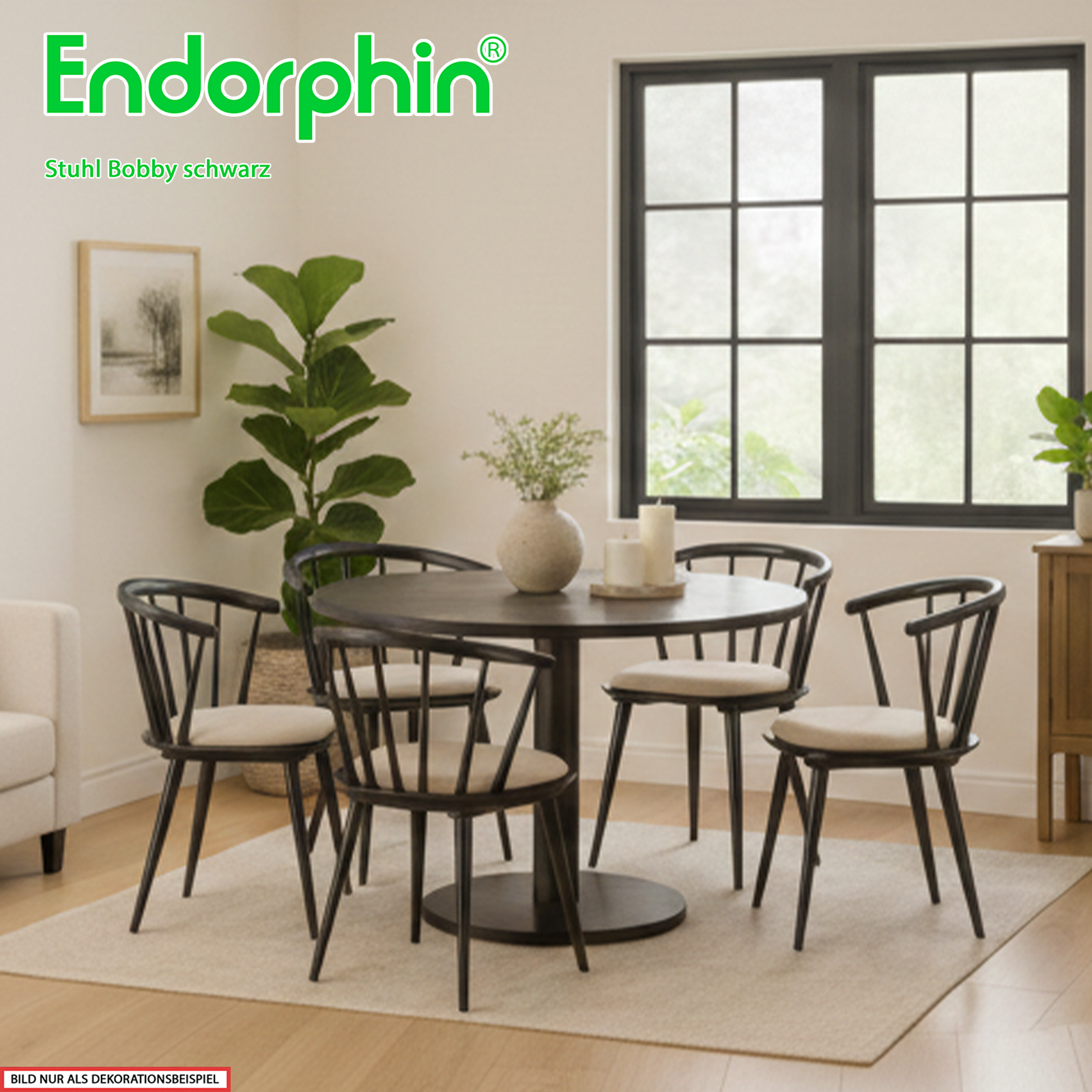 Endorphin Esszimmerstuhl Bobby – 2er-Set, Schwarz