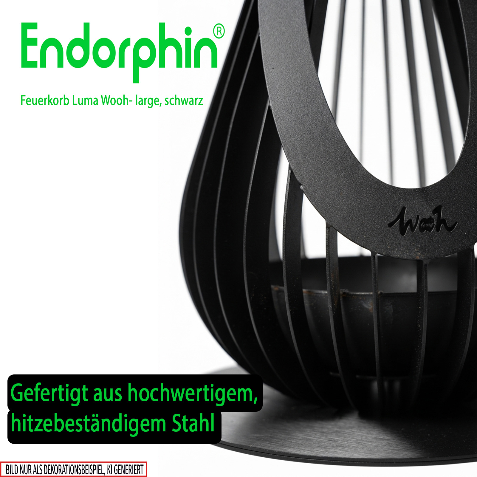 Endorphin Design Feuerkorb Luma–Wooh, large, schwarz