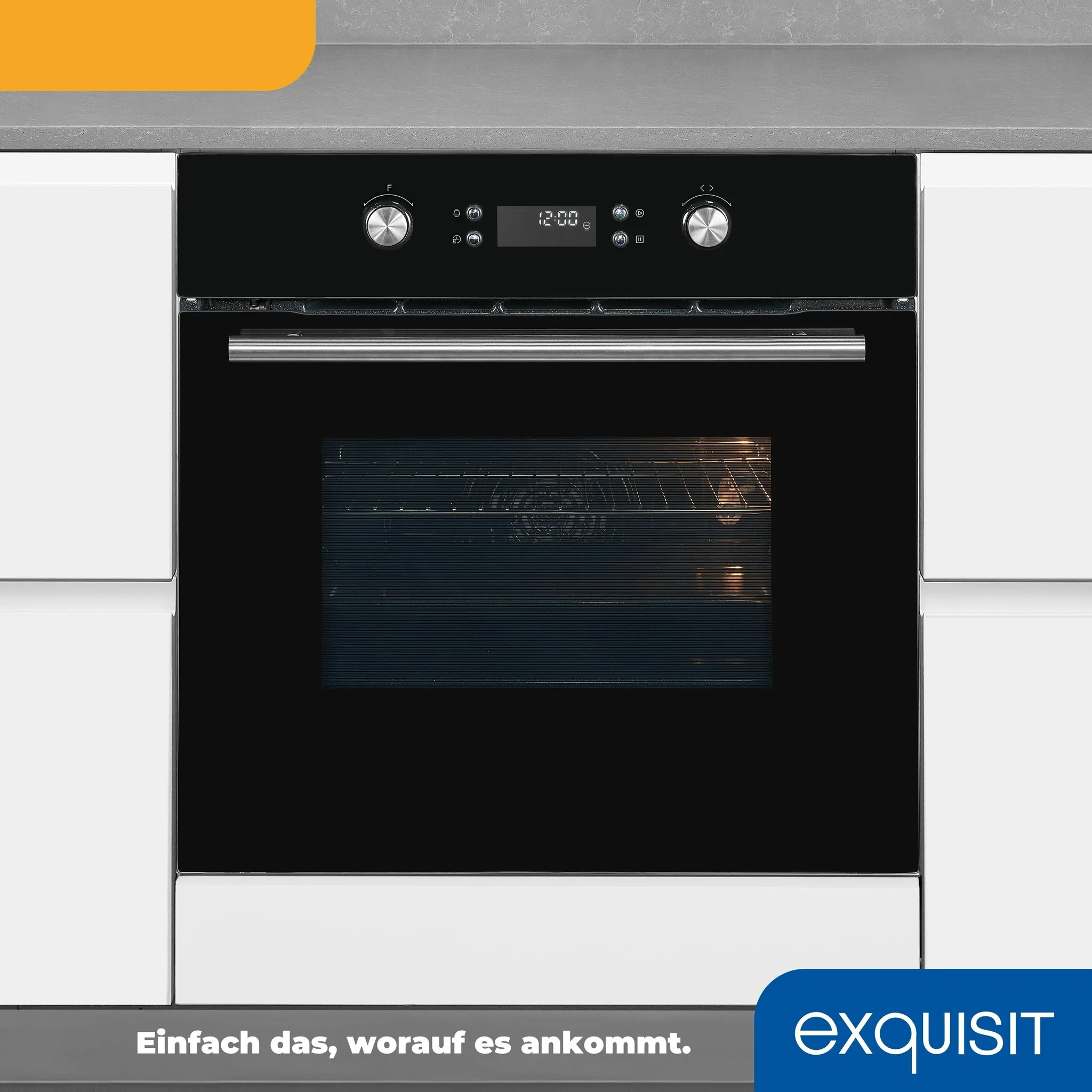 Exquisit EBEP697-H-030 schwarz, 70,2l Garraum, 11 Funktionen, 60cm brit, Timer, Heißluft